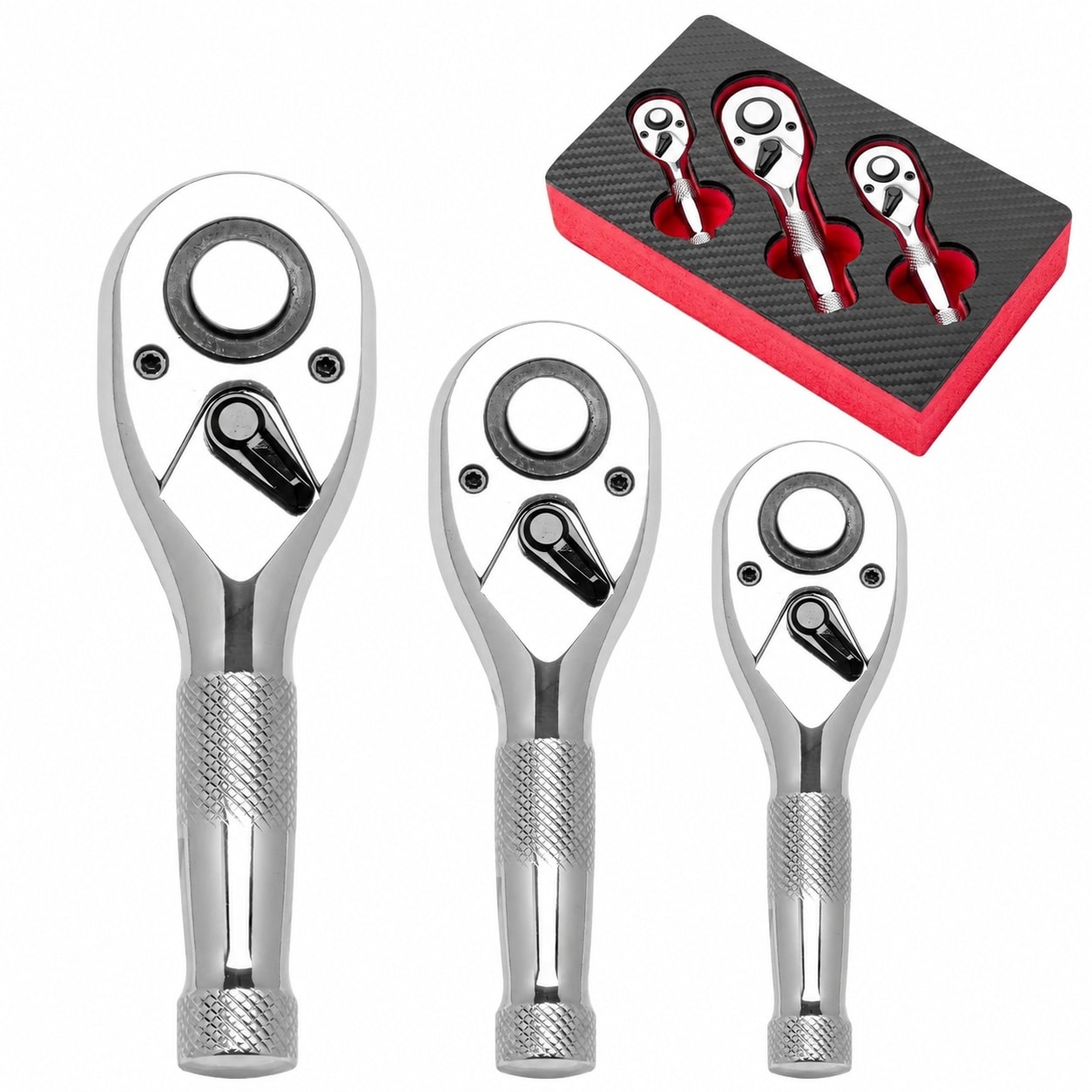 Justincity  Stubby Ratchet Set 1 4 3 8 1 2 Drive Ratchet Handle Wrench 72 Tooth Quick Release Reversible durable home and garden accessory
