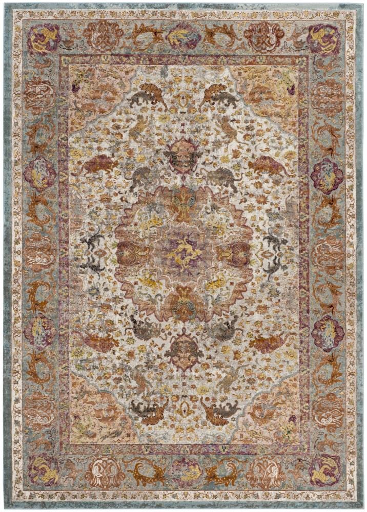 Safavieh ARA120E-5 Aria Qajar 5 x 8 (ft) Loomed Polypropylene Beige/Orange Rectangular Indoor Distressed/Overdyed Vintage Area rug