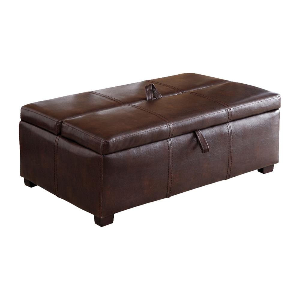 Furniture of America Appoline Casual Brown Faux Leather Rectangle