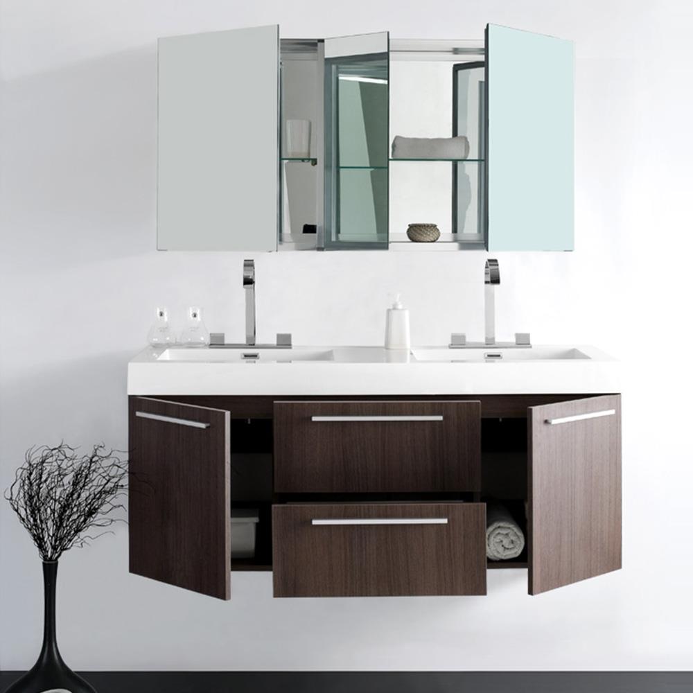 Fresca Opulento 54-in Gray Oak Double Sink Floating Bathroom Vanity ...