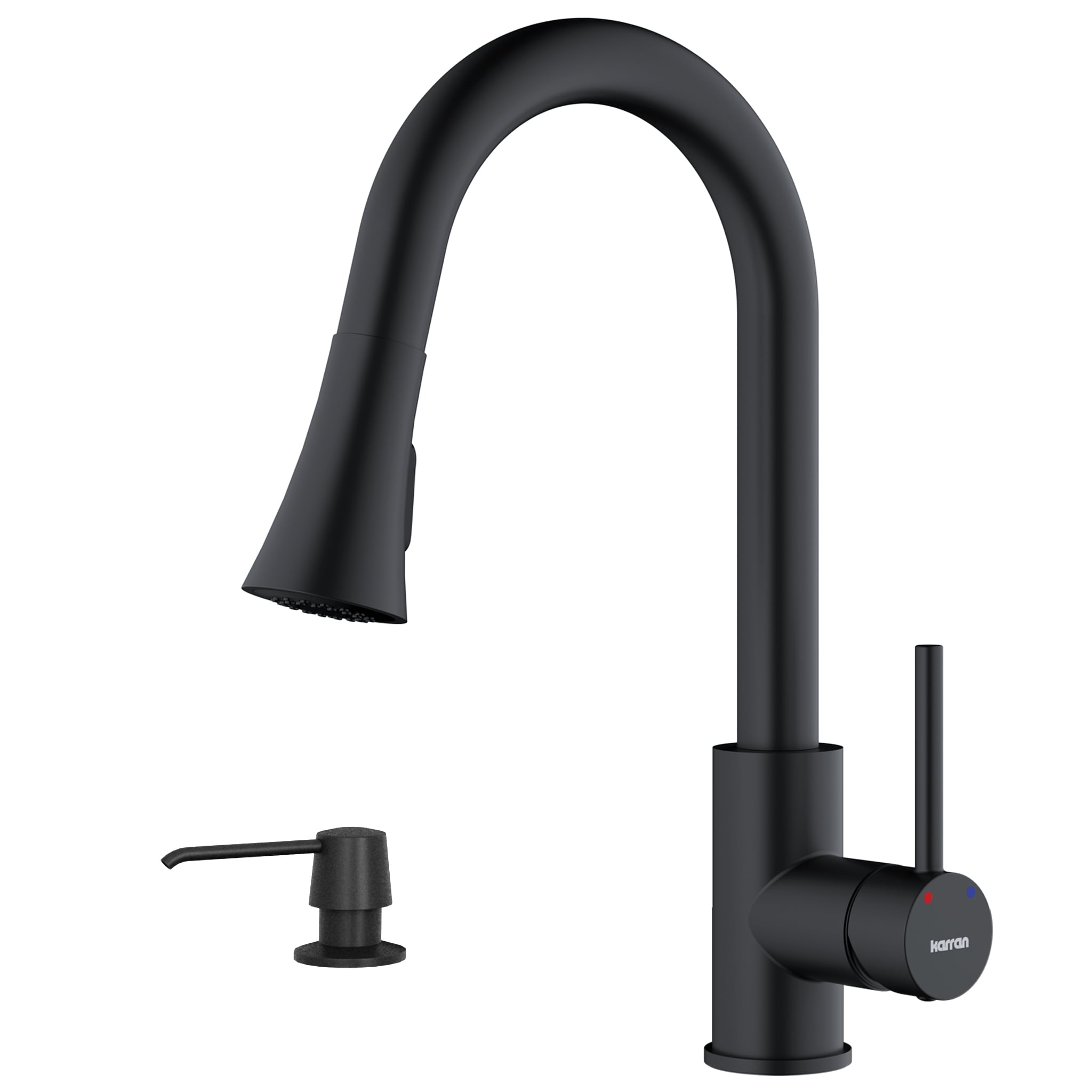 Karran KKF240SD25MB Stainless Steel Single Handle Deck-mount Pull-down Kitchen Faucet with Sprayer (Soap Dispenser Included)