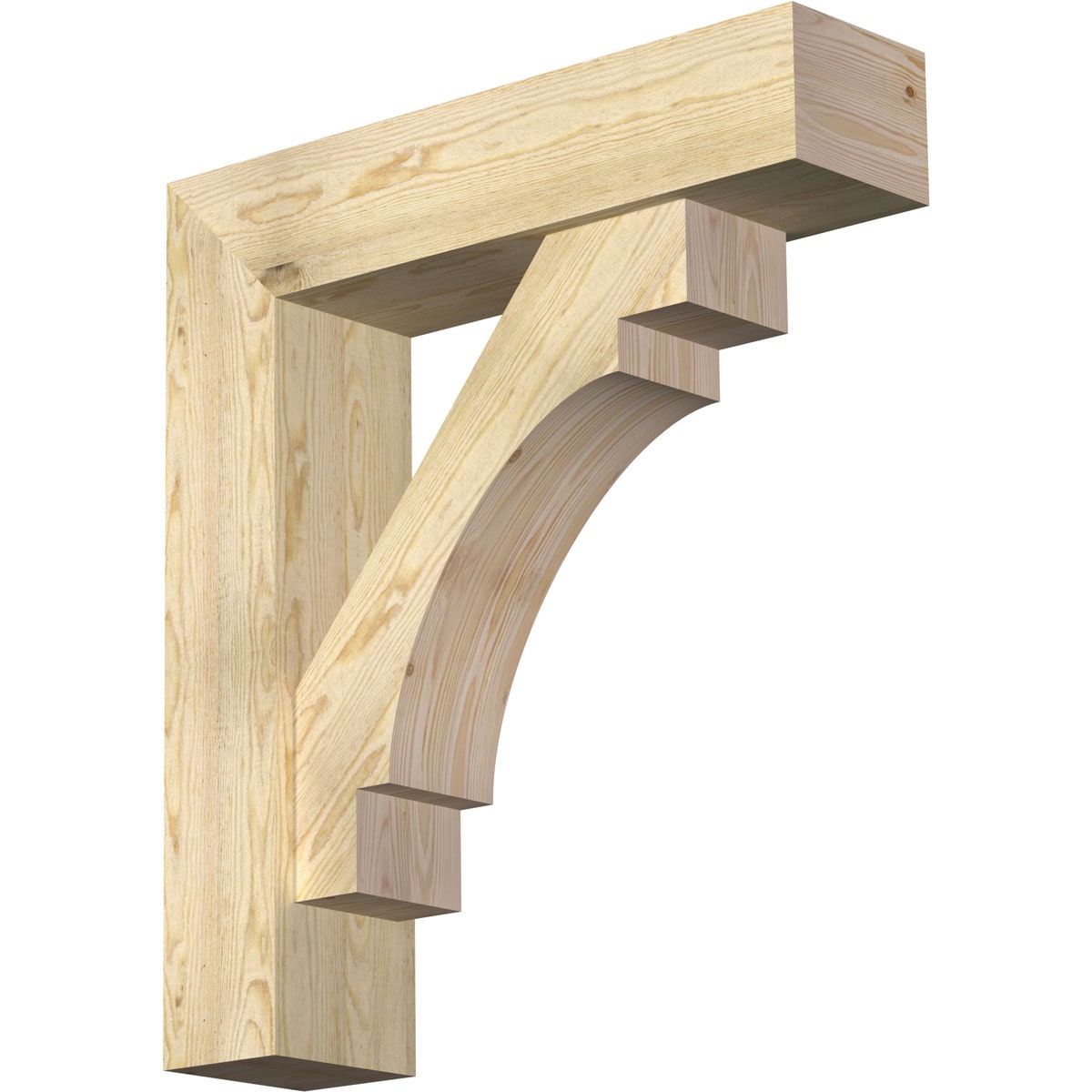 Ekena Millwork 1463290 Merced Block Rough Sawn Bracket with Offset Brace 8-in x 32-in x 36-in Douglas fir Brown Wood Standard bracket