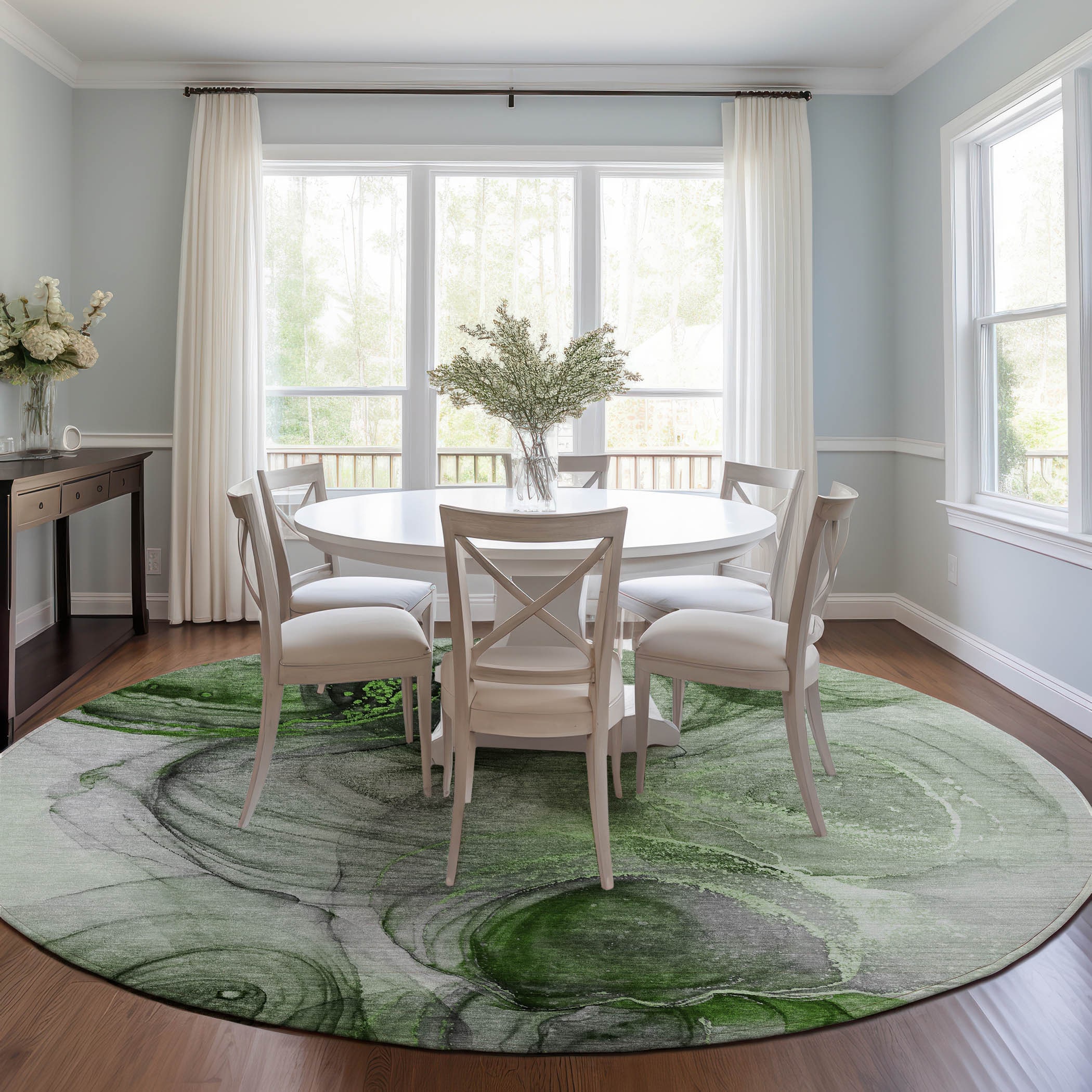 Addison Rugs ACN513OL8RO Chantille ACN513OL 8 x 8 (ft) Polyester Olive Round Indoor/Outdoor Abstract Machine washable Area rug