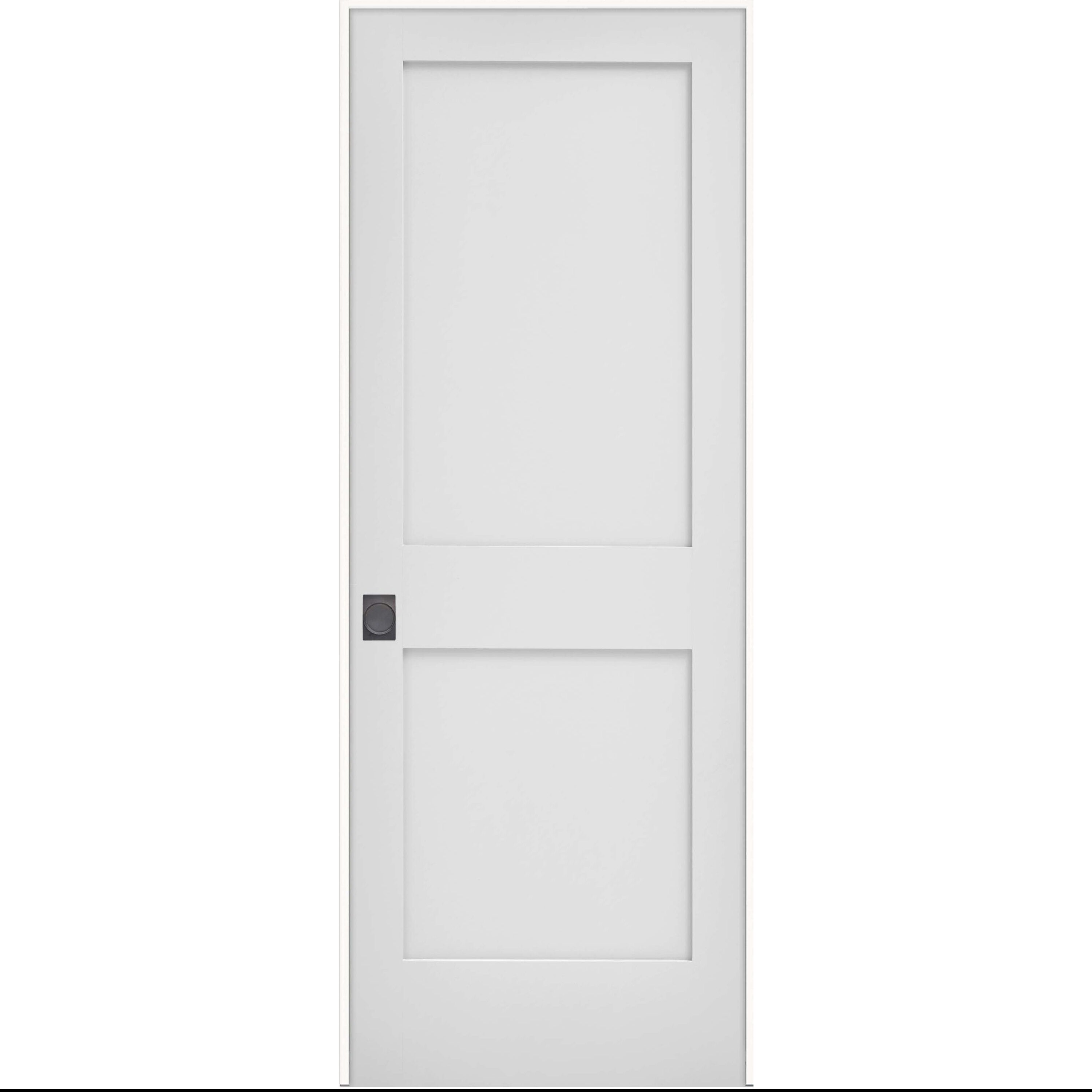 JELD-WEN LOWOLJW249800085 24-in x 80-in Primed Solid core 2-panel square Right hand Smooth Primed MDF Flat Jamb Single Prehung Interior Door