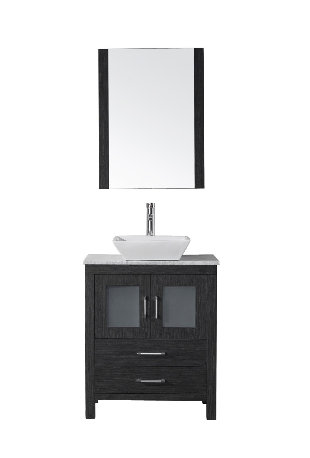 Virtu USA KS-70024-WM-ZG Dior 24-in Zebra Gray Single Sink Bathroom Vanity with Italian Carrara White Marble Top (Mirror and Faucet Included)