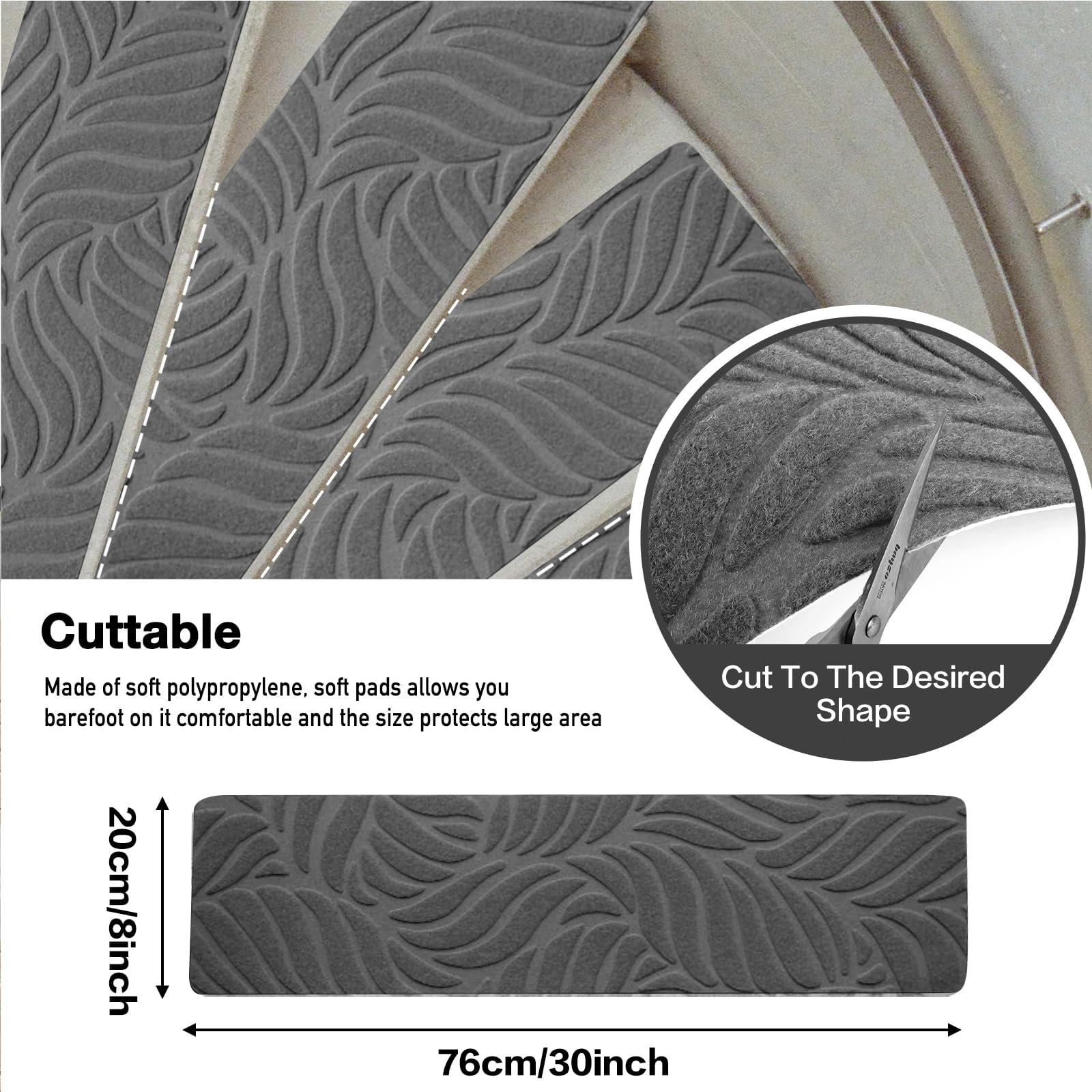 Etokfoks Leaf Pattern Stair Treads 8x30 in 15 Pack Washable Non Slip ...