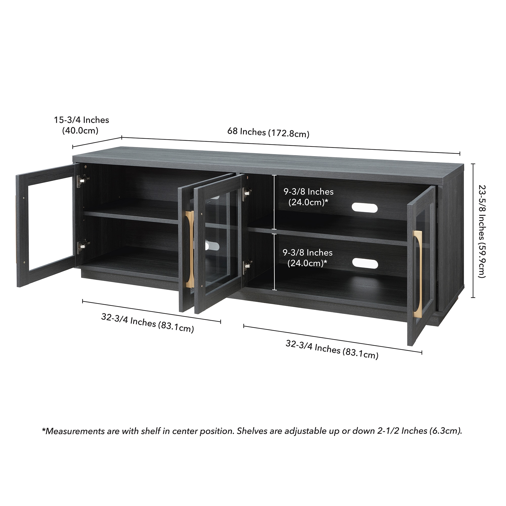 Hailey Home Donovan Transitional Charcoal Gray Tv Stand (Accommodates ...