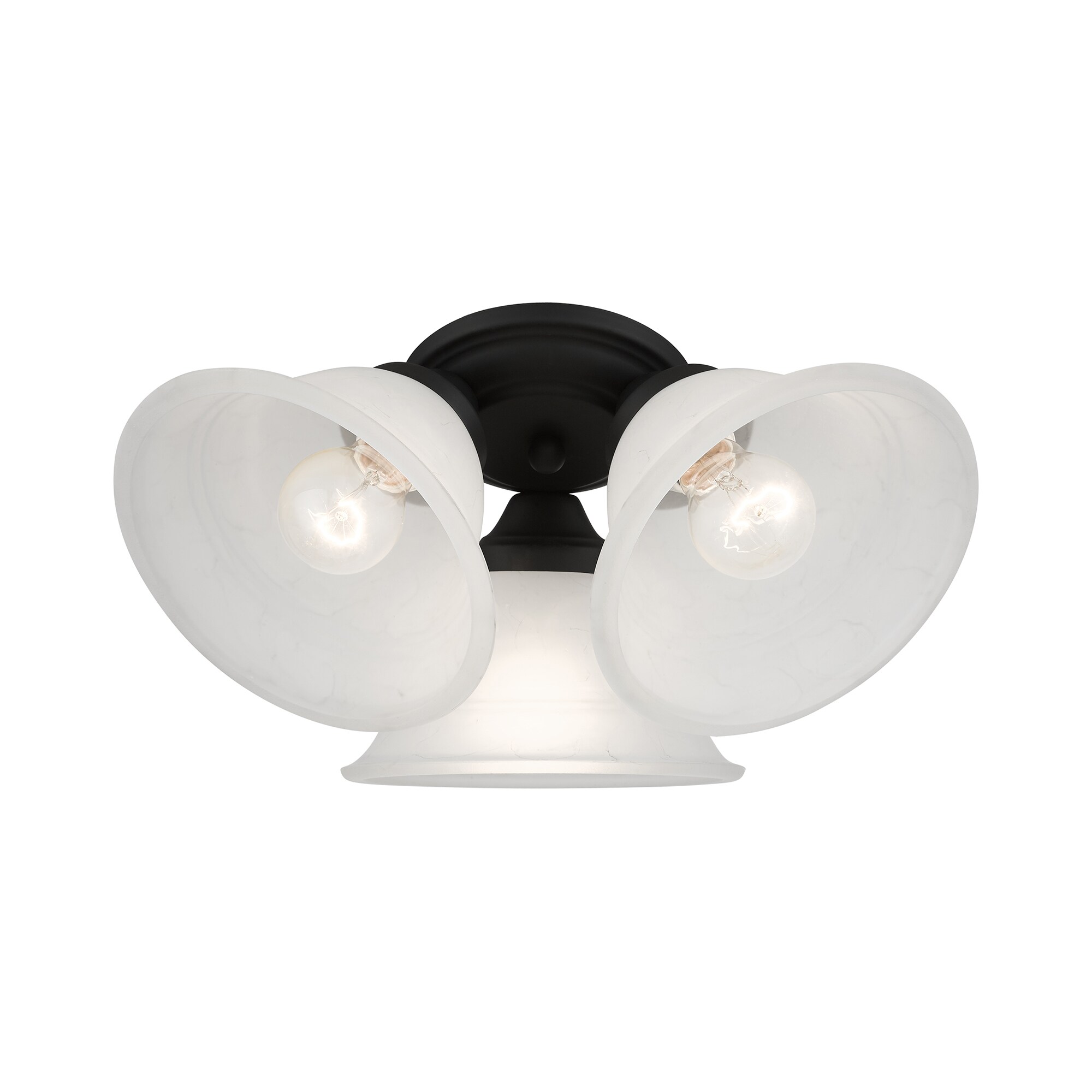 Wynnewood Black Glass 3-Light Flush Mount Ceiling Fixture