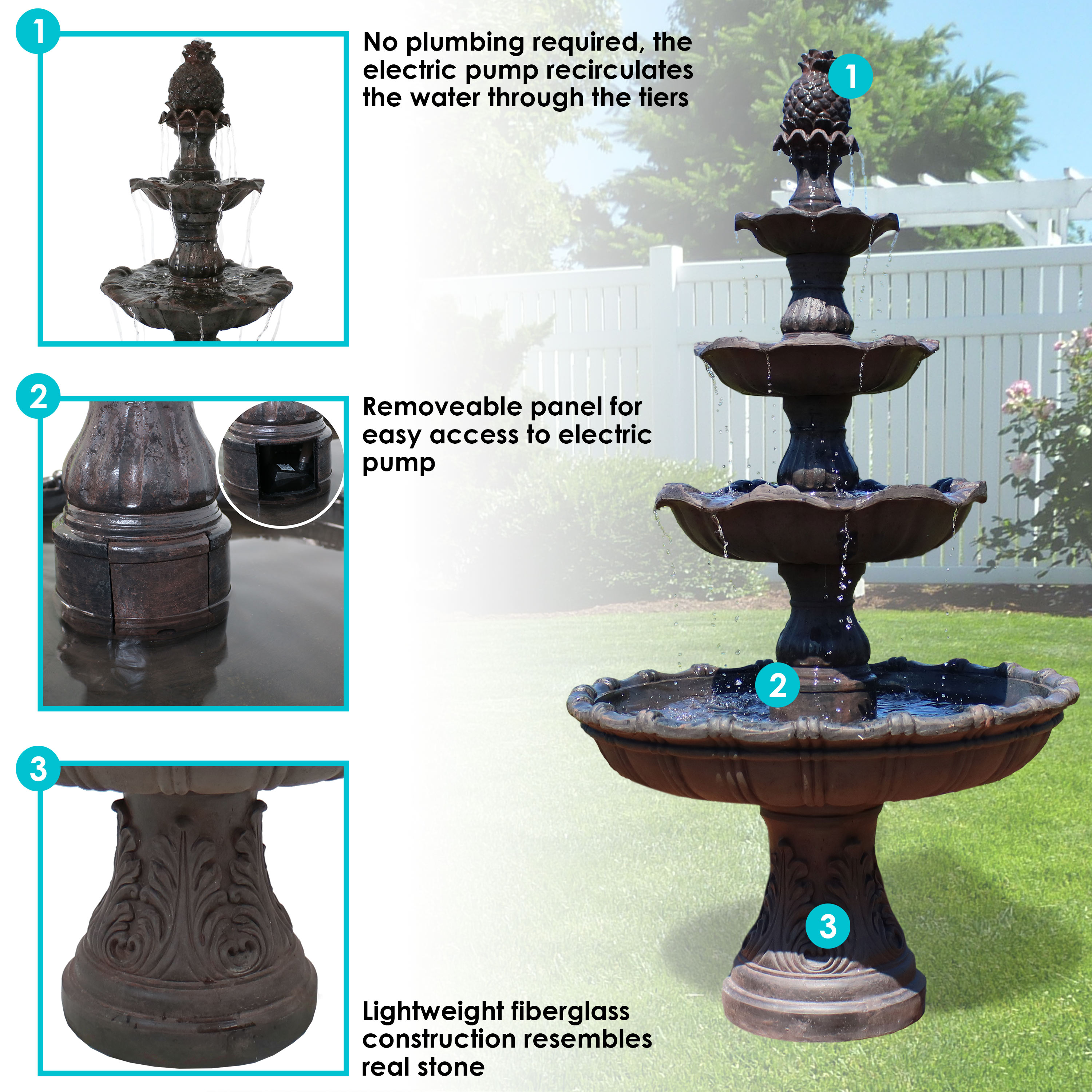 Sunnydaze Decor FC-73850-DKCHSNT fountains - View #12