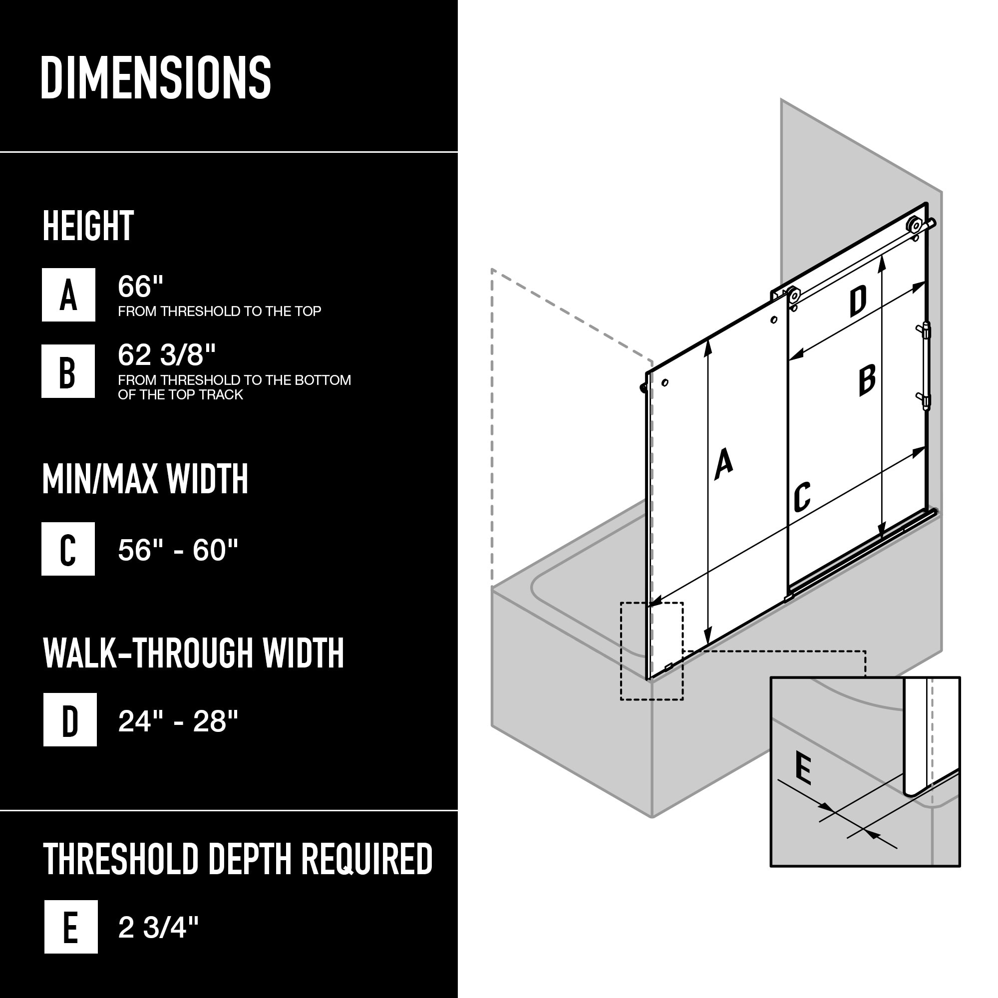 VIGO VG6022MBCL6066 Bathtub-Doors - Thumbnail View #3