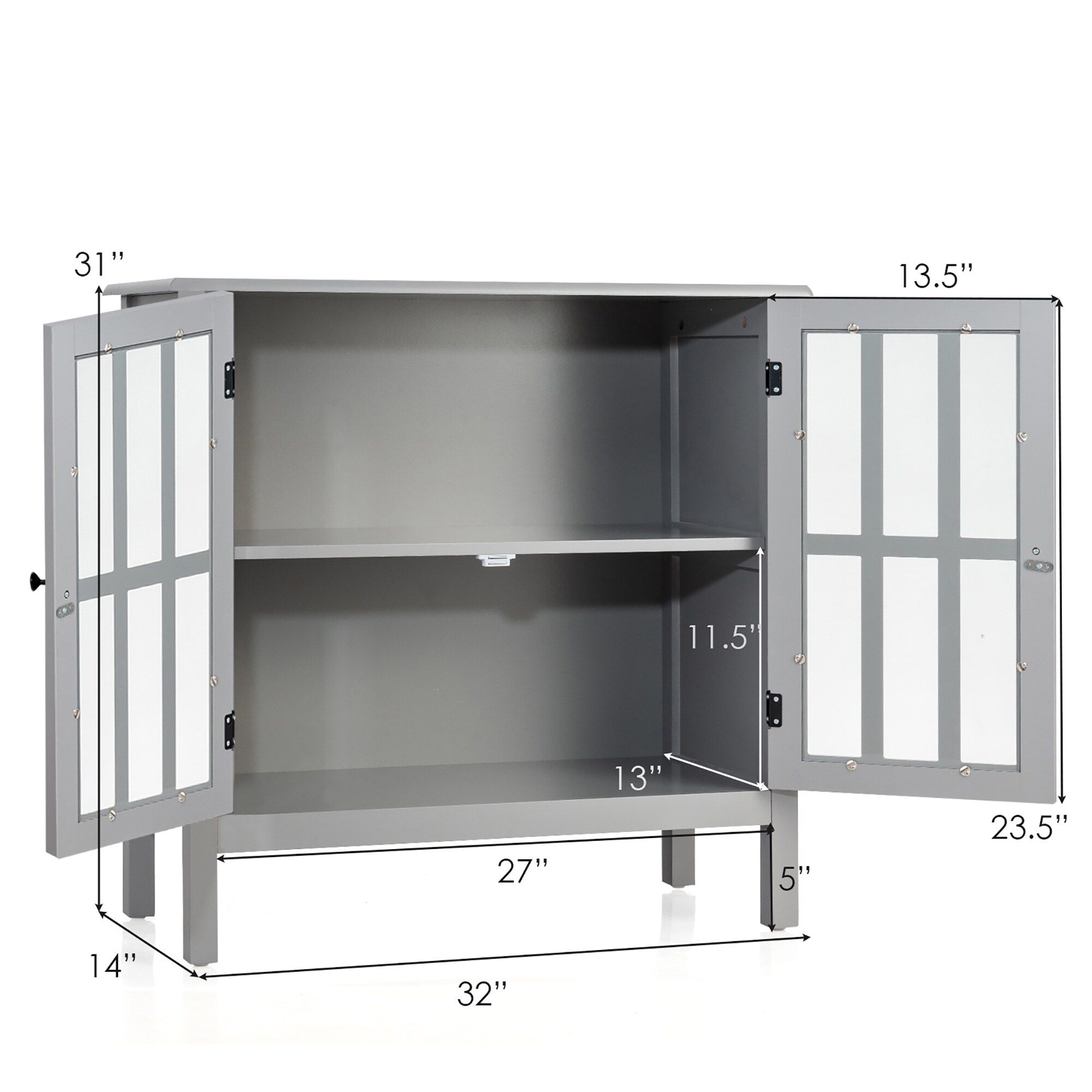 Costway 14-in W x 31-in H Mdf Gray Freestanding Utility Storage Cabinet