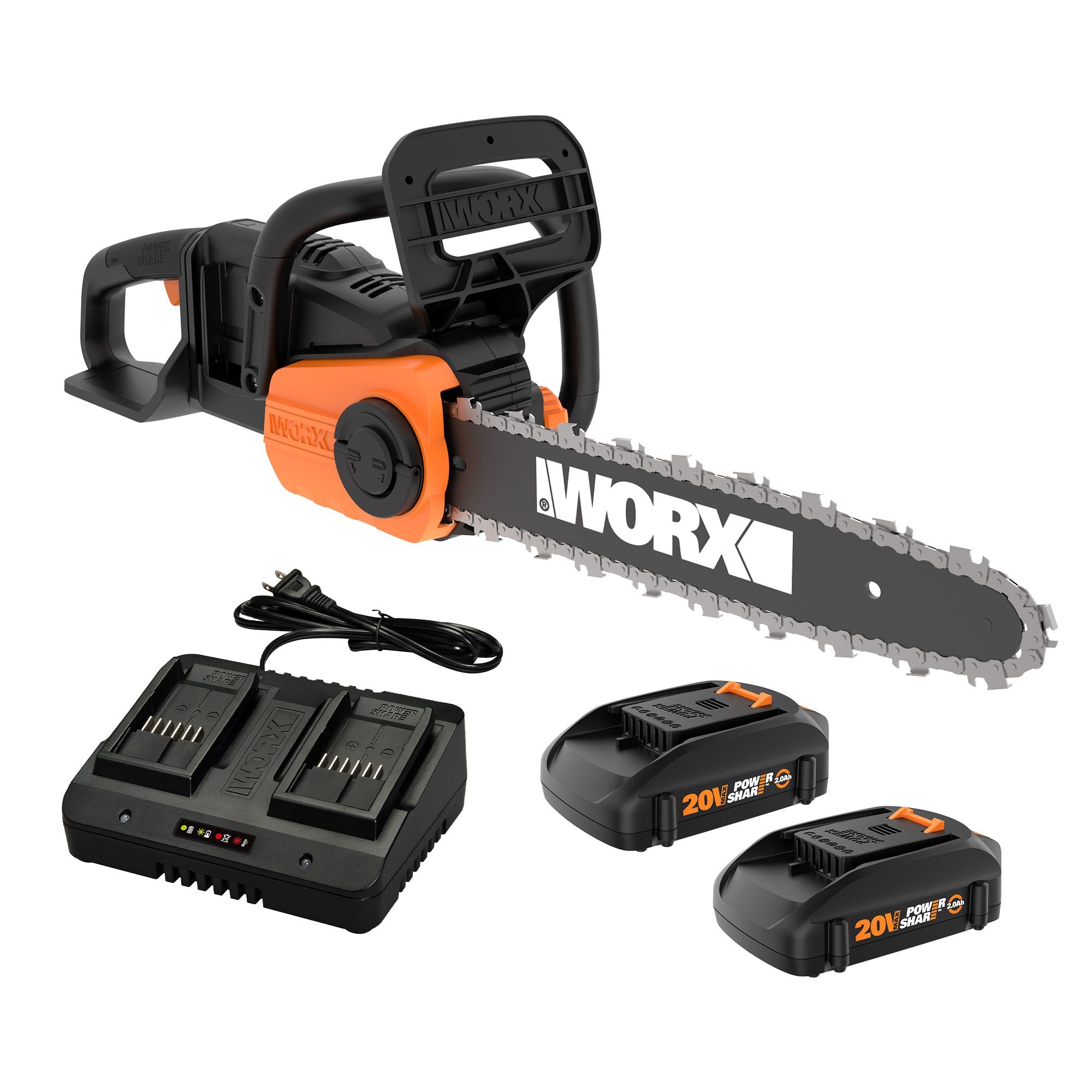 WORX Power Share 40-volt Max 14-in Brushless Battery 2 Ah Chainsaw ...