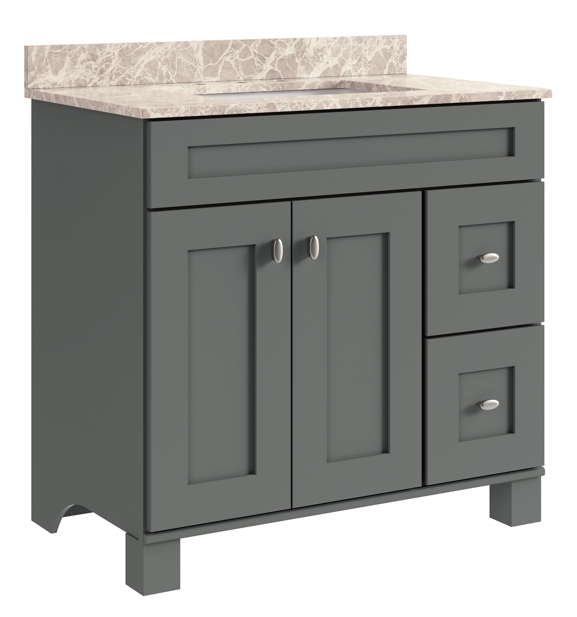 Diamond FreshFit Palencia 37-in Moonstone Single Sink Bathroom Vanity with White Engineered Stone Top