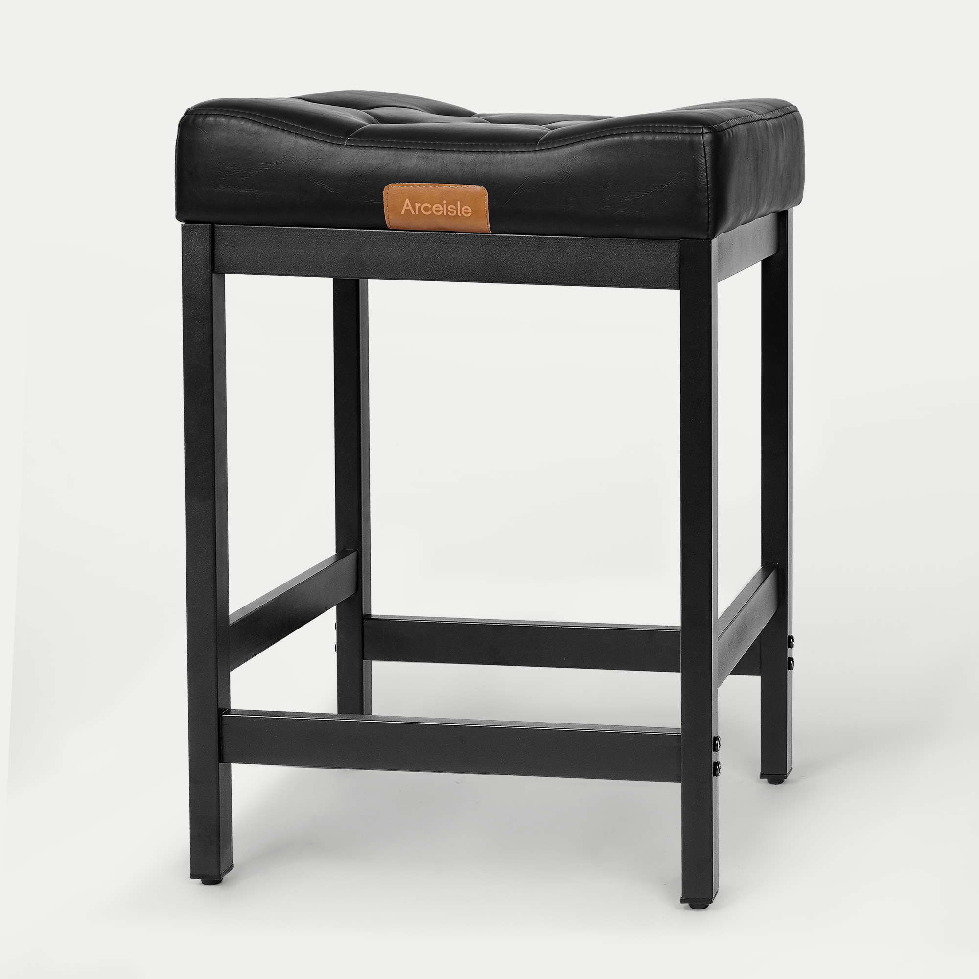 LTMATE LSRG001-BK-PK1 Black 23.6-in H Short Square seat Upholstered Metal Bar Stool