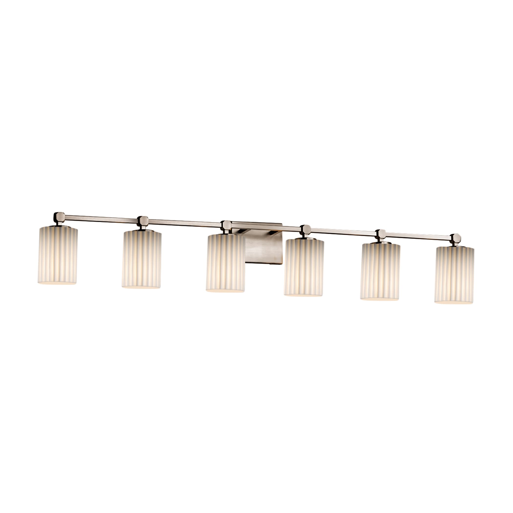 Justice Design Group POR-8426-10-PLET-NC Limoges 48.5-in 6-Light Brushed Nickel Transitional Vanity Light