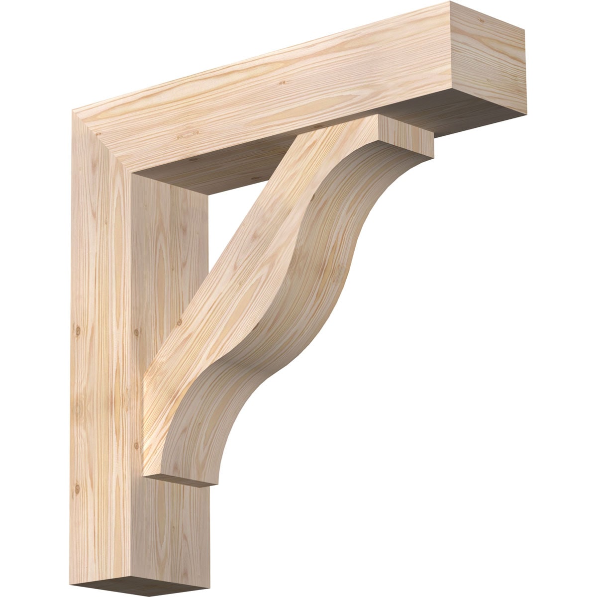 Ekena Millwork 1462589 Funston block smooth bracket with offset brace 7-1/2-in x 32-in x 32-in Douglas fir Brown Wood Standard bracket
