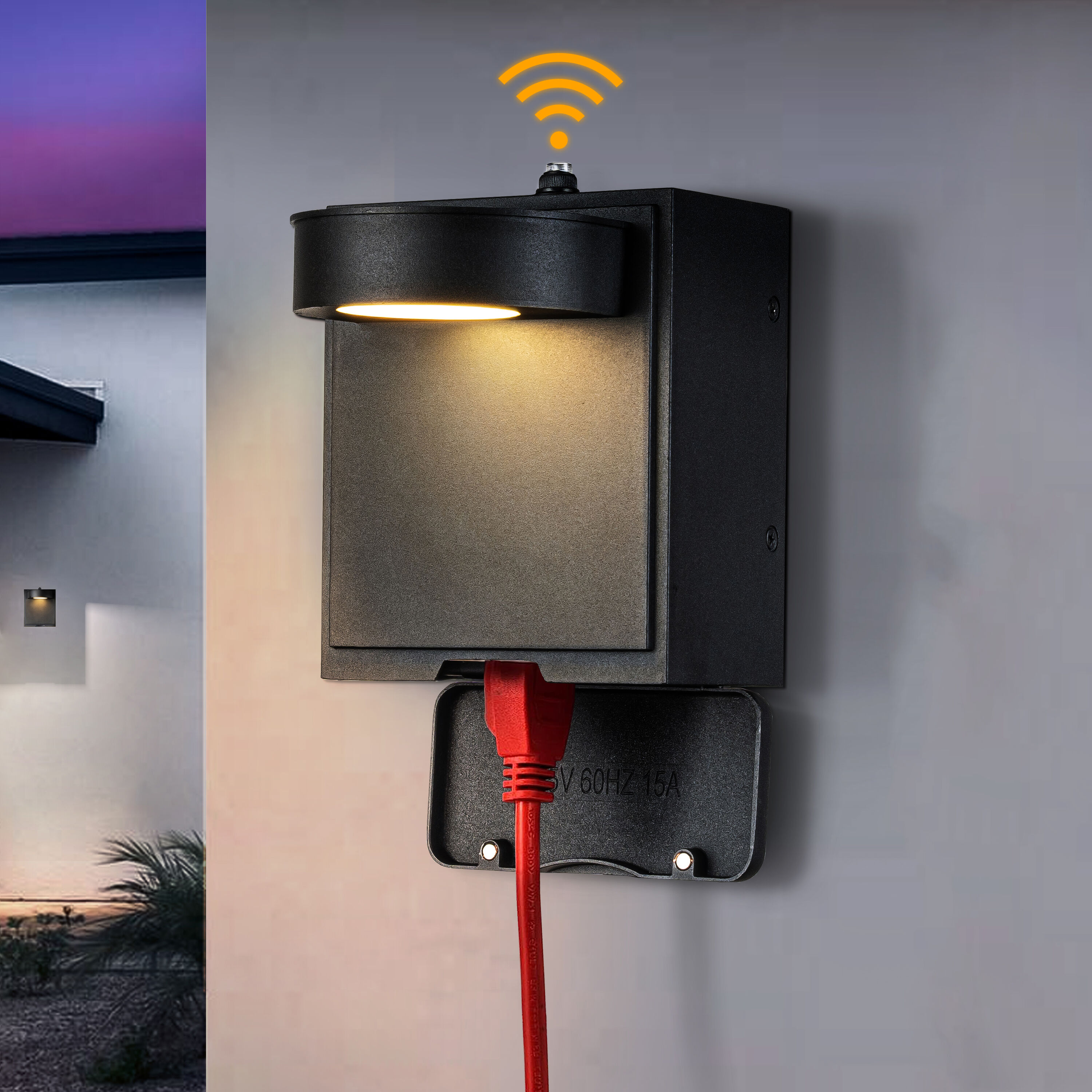 AloaDecor Lighting L7137W08A 5.9-in H Matte Black Hardwired Dusk to Dawn Integrated LED Outdoor Wall Light