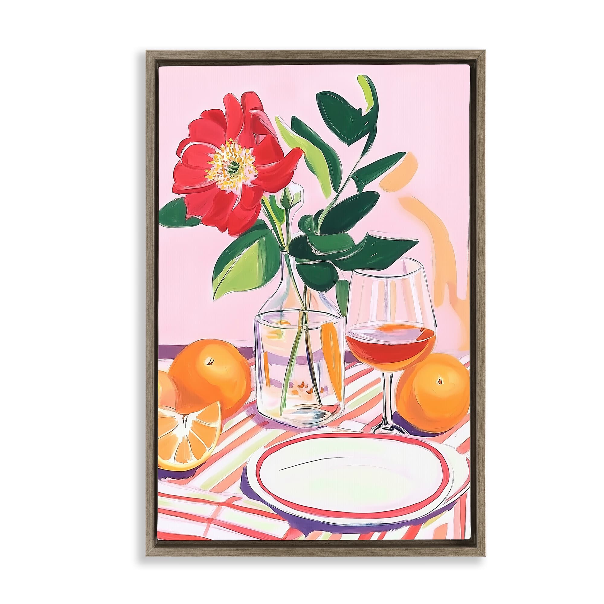 Stupell Industries BT-214-FFE-16X24 Pastel Hued Table Setting Brown Framed Floater Canvas Wall Art By Andreas Magnusson 17 x 25