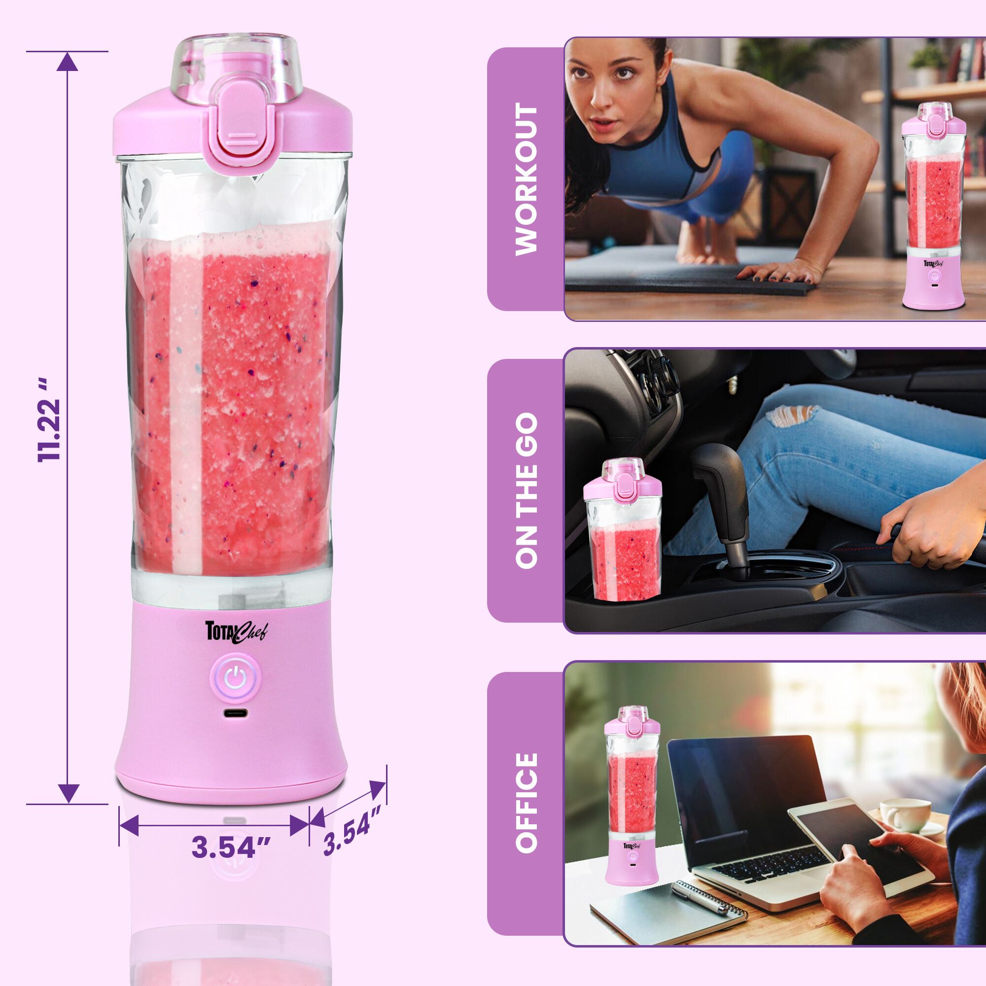 600ml Personal Blender for Shakes and Smoothies; Powerful & Professional  Smoothie Maker with Portable Bottle 300W Electric Motor BPA Frees Food  Processor 20 Oz 4 Stainless Steel Blade