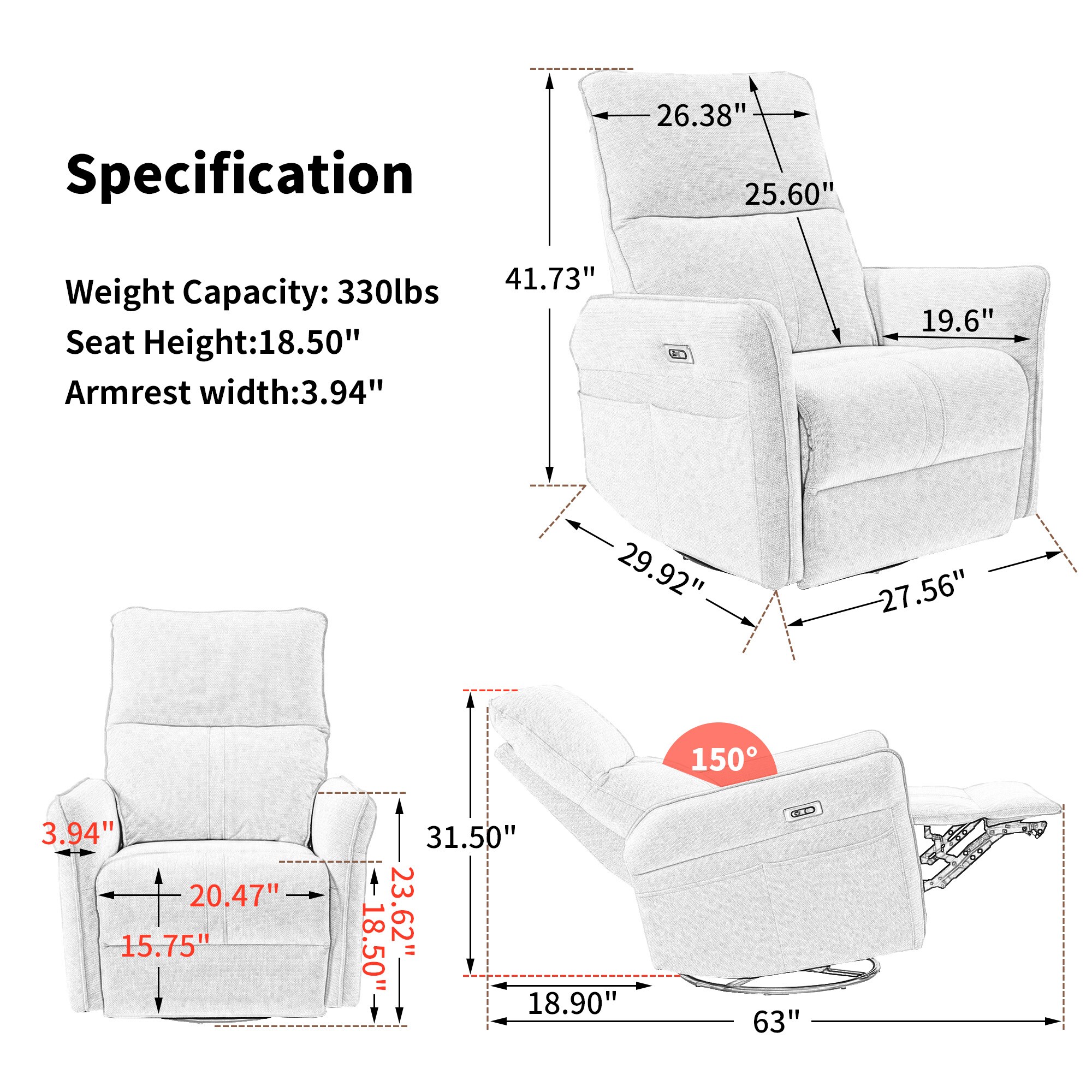 Homy Casa RE1028-10-LG recliners - View #4