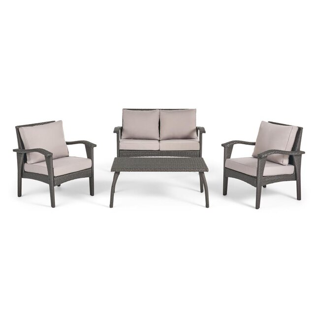Best Ing Home Decor Honolulu 4 Piece Resin Frame Patio Conversation Set With Cushion S Included In The Sets Department At Com - Home Decor Patio Furniture