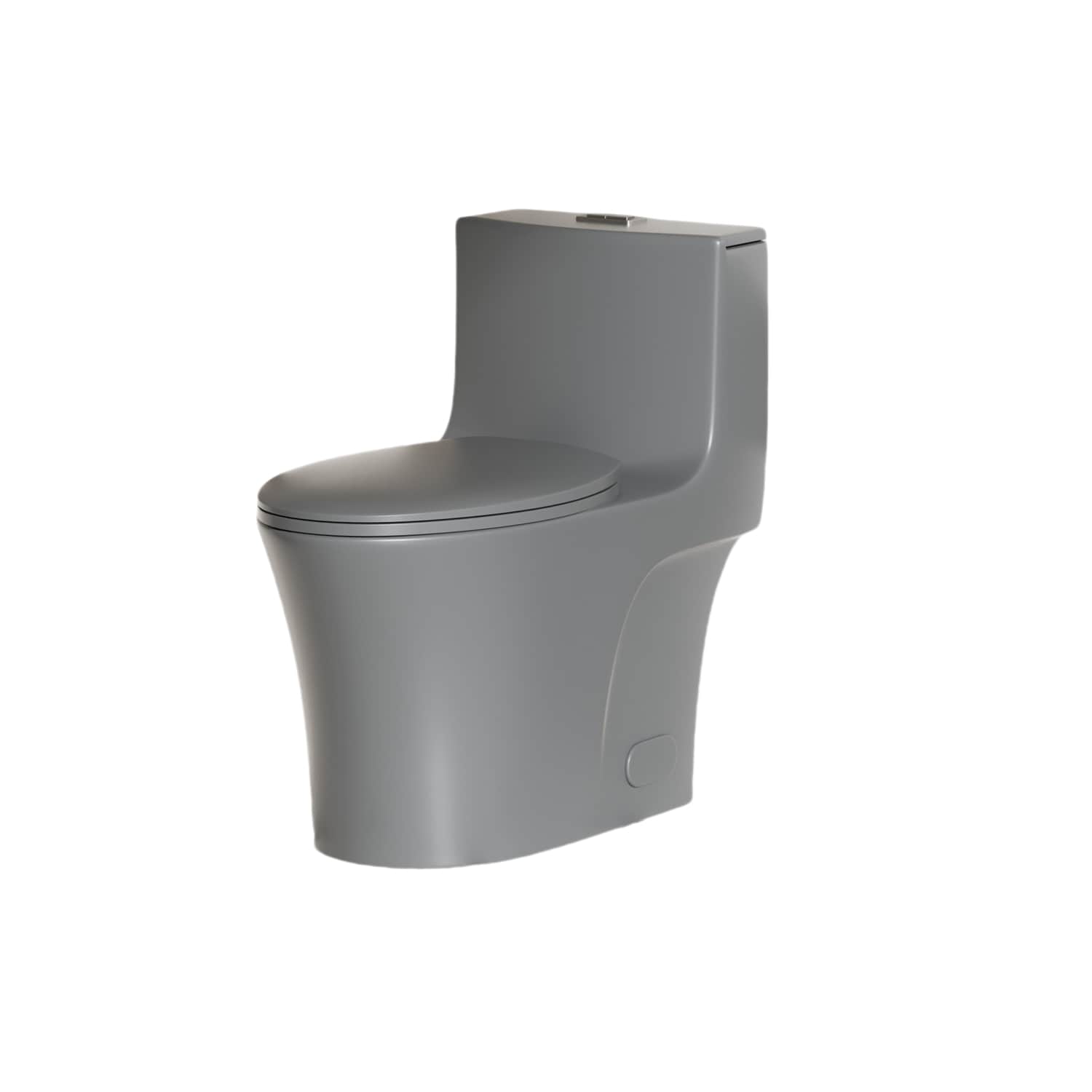 WELLFOR GTLLG-002 Light Gray Elongated Chair height 12-in Rough-In WaterSense 1.6 GPF Dual Flush Soft Close 1-piece Toilet