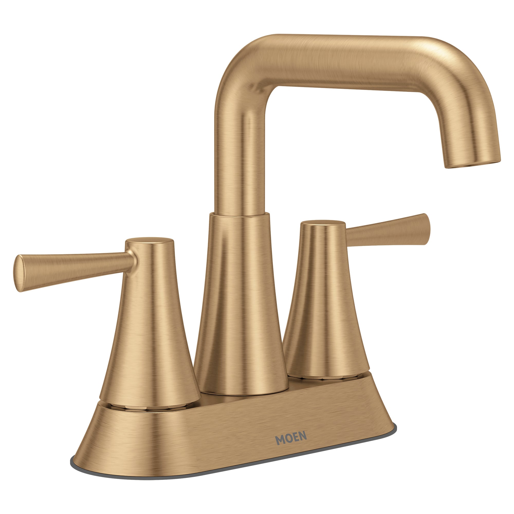 Moen 84025BZG Ronan Bronzed Gold Two-Handle 4 in. Centerset Modern Bathroom Faucet with Push-Down Drain