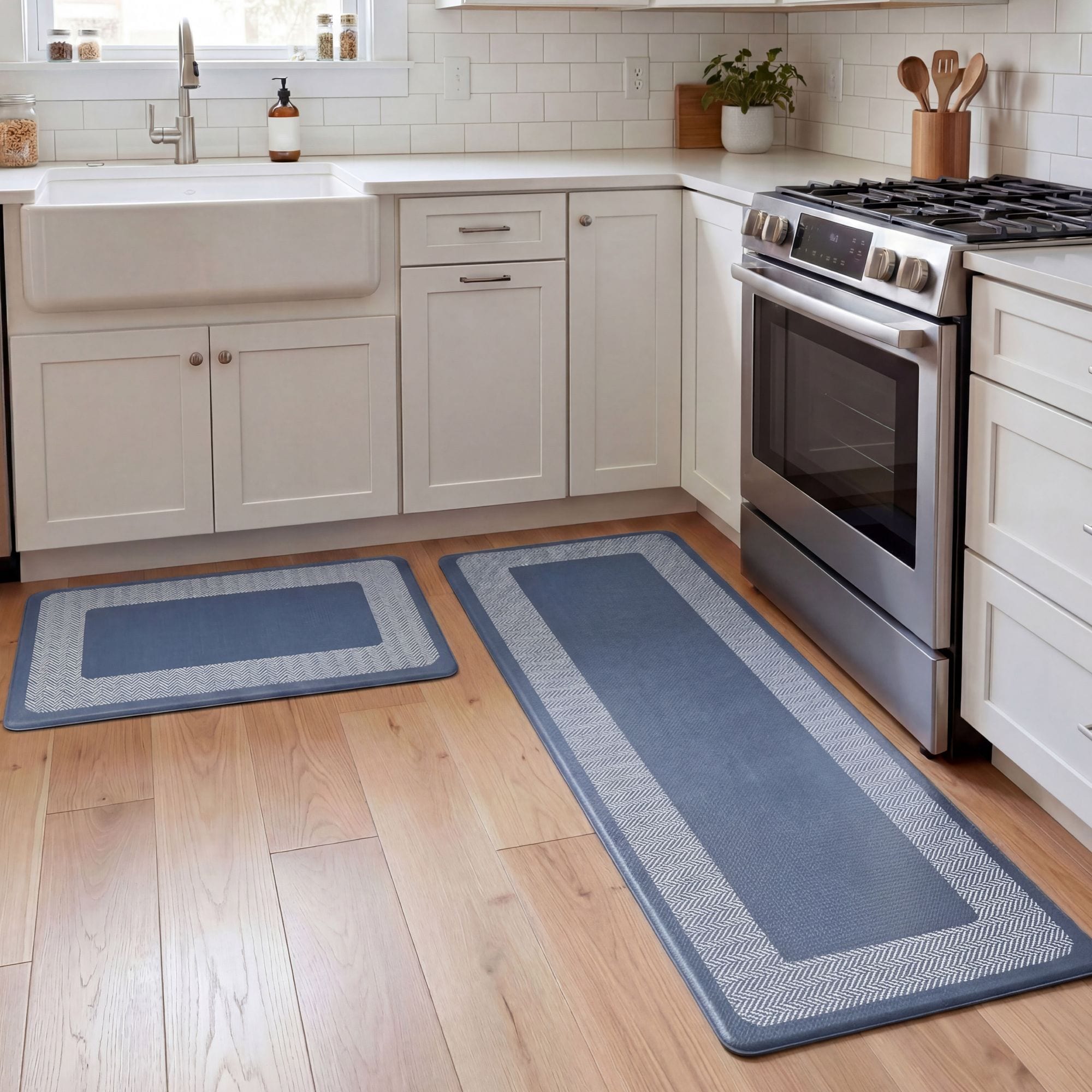 Chef Gear  Hettie Herringbone 18 in x 60 in and 18 in x 28 in Kitchen Mat Set