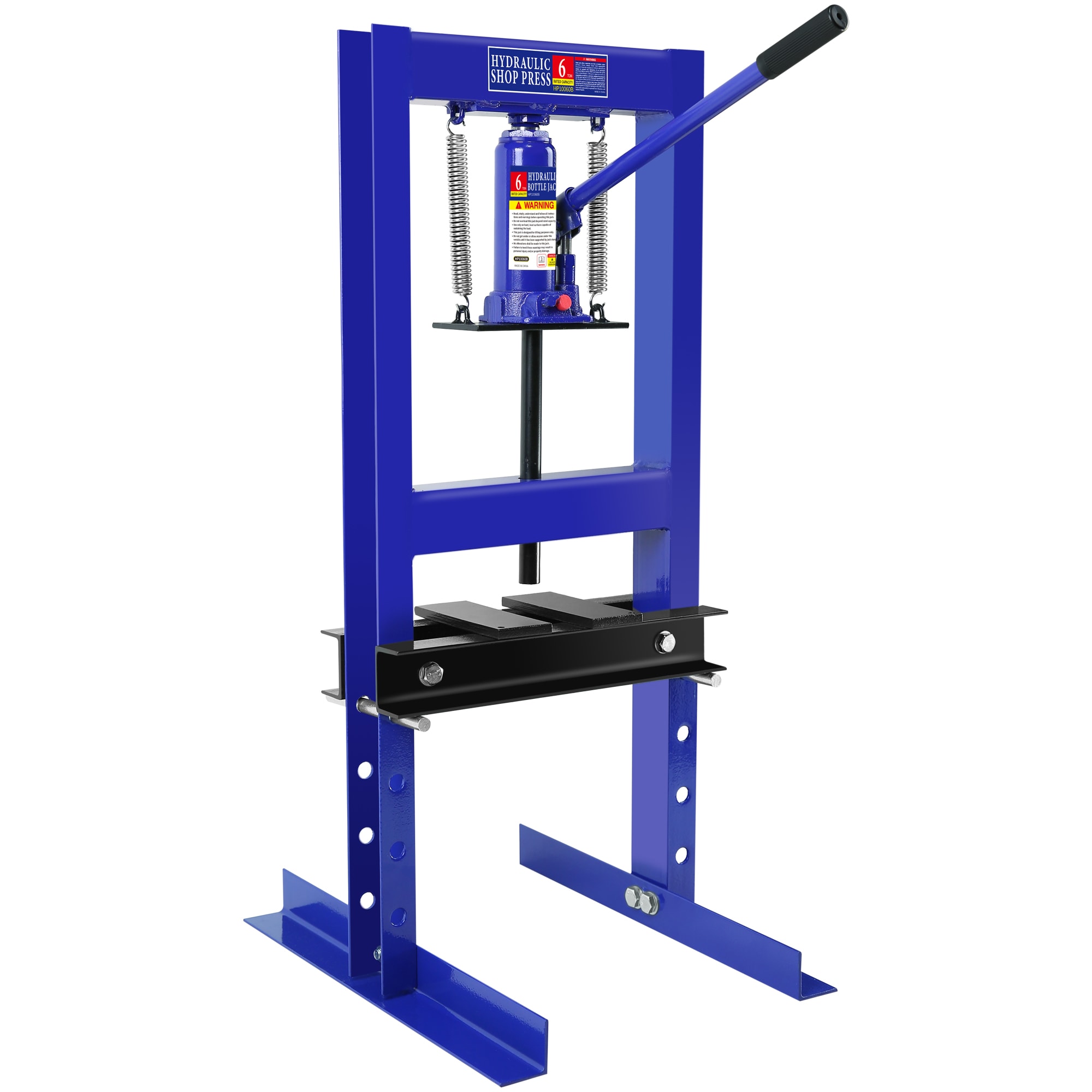 Kahomvis YS-QP214-304 Steel H-frame Hydraulic Shop Press with Stamping Plates To Bend, Straighten, or Press Parts, Install Bearings and U-joints, 6 Ton Capacity, Blue