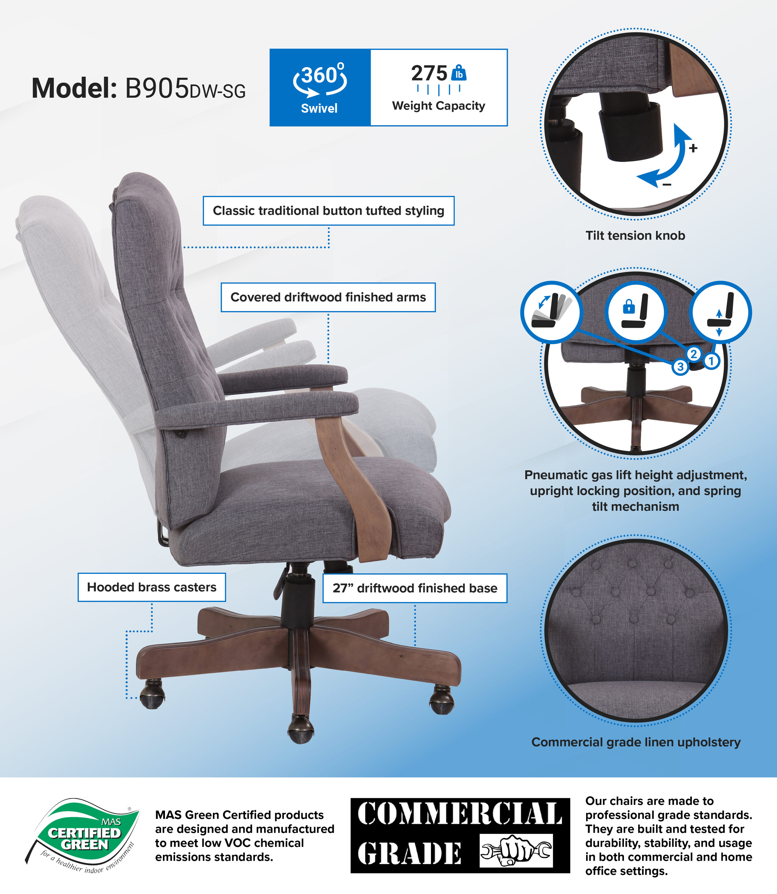 Boss Office Products B905DW-SG Office-Chairs - View #8