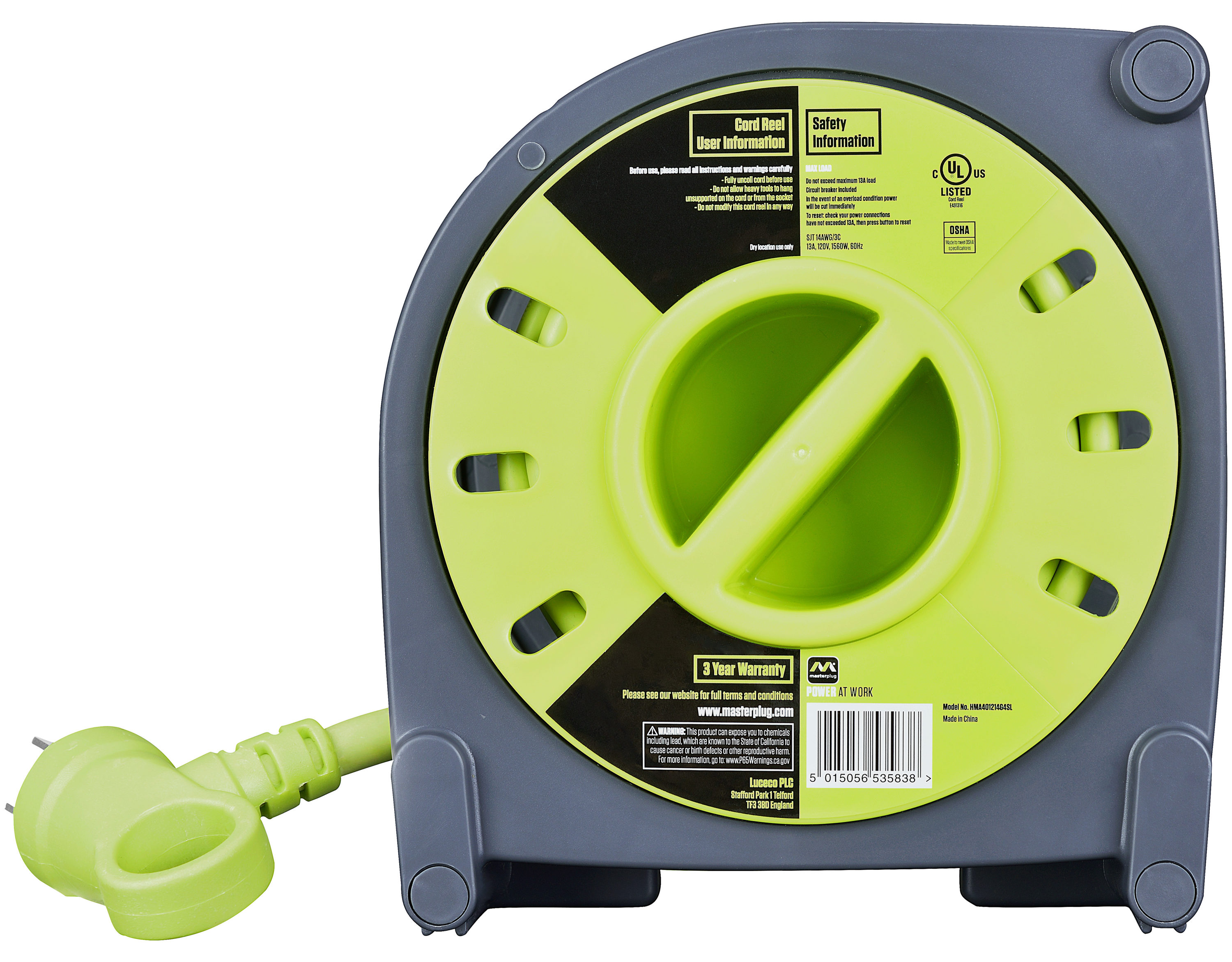 Masterplug 40Ft 4 Sockets 13A 14Awg Case Cable Reel in the Extension Cord  Accessories department at
