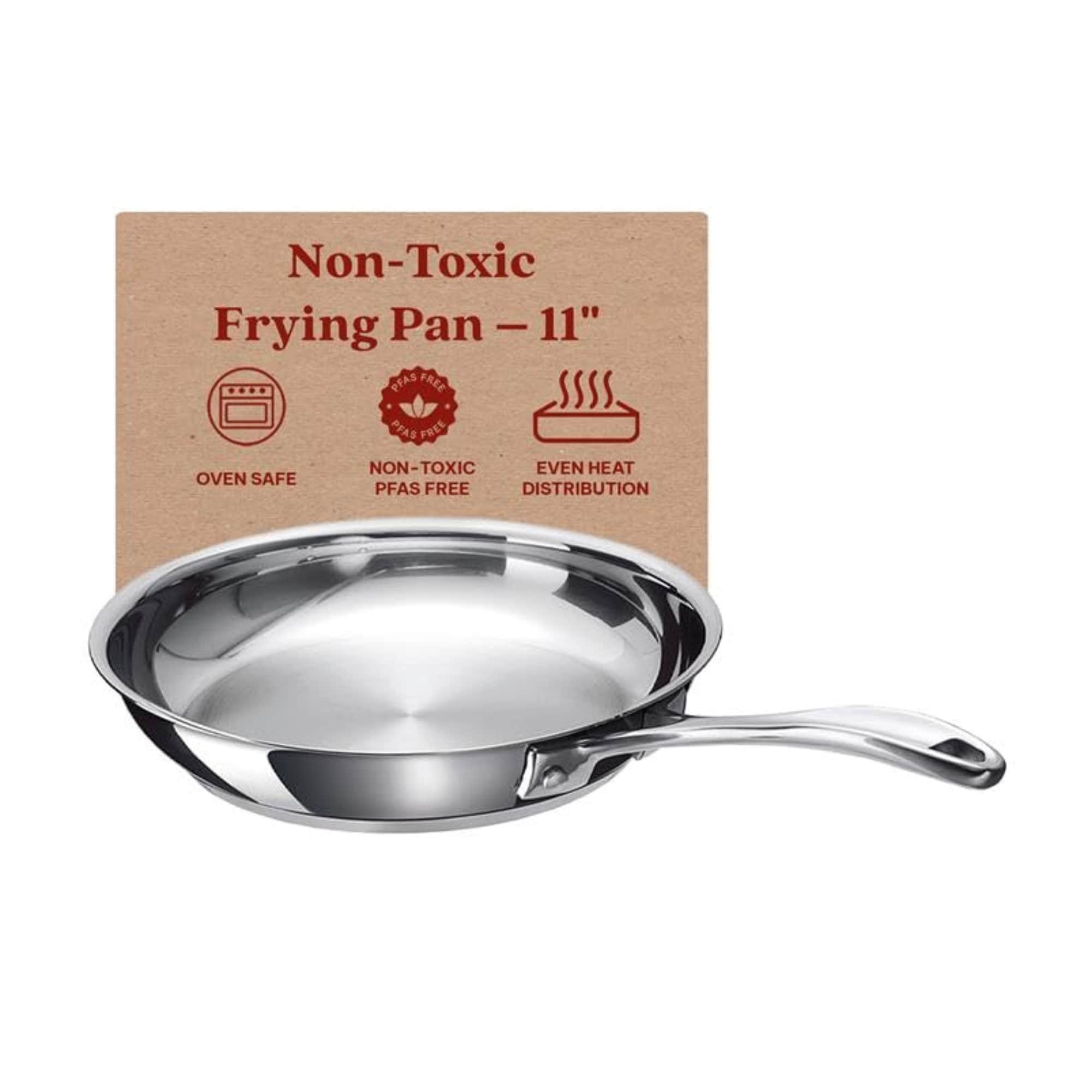alva Chef 11-in Stainless Steel Frying Pan Tri-Ply Skillet Even Heating Stay-Cool Handle #100506