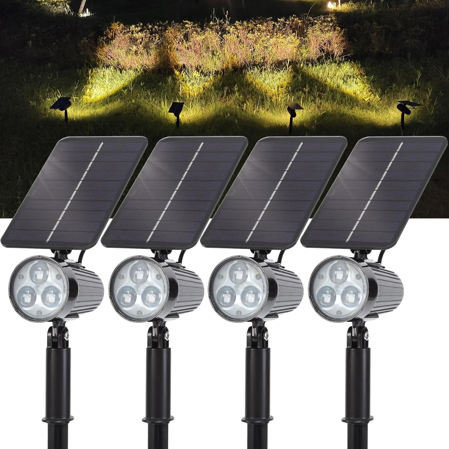 SUNLONG  Solar Lights Outdoor Waterproof Spot Lights Dusk to Dawn Warm White Spotlight Landscaping Wall Lights for Yard Flag Pathway