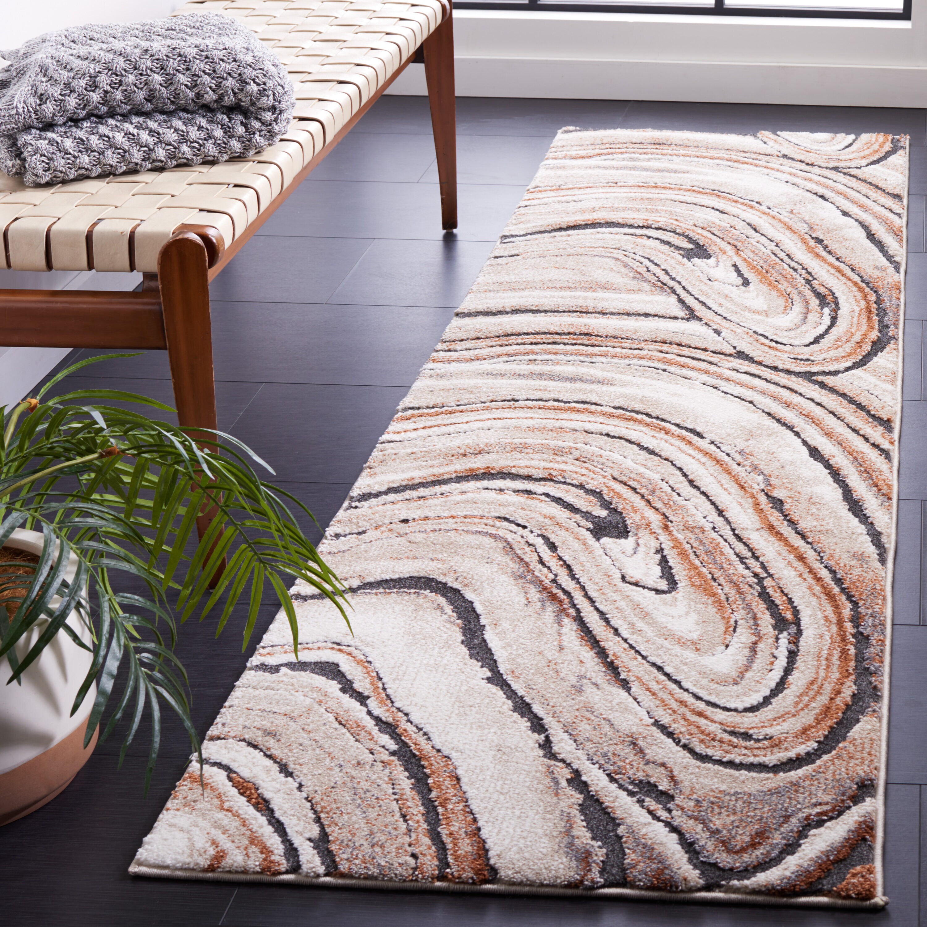 Cyrus Shag 138A Beige Rust 2 x 8 Rectangular Runner rug