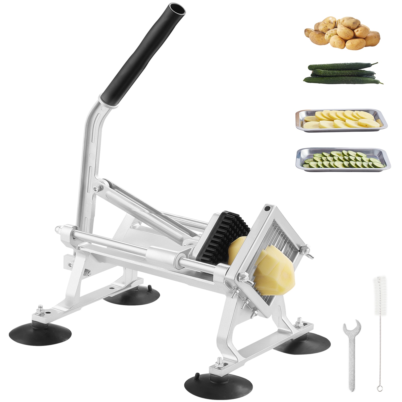 VEVOR SCFQQPJWS14I03764V0 Commercial Vegetable Slicer 1/4 inch Fruit Slicer Stainless Steel and Aluminum Alloy Vegetable Cutter Slicer Machine Manual Slicer with Non-slip Feet for Radishes Onions Potatoes Lemons