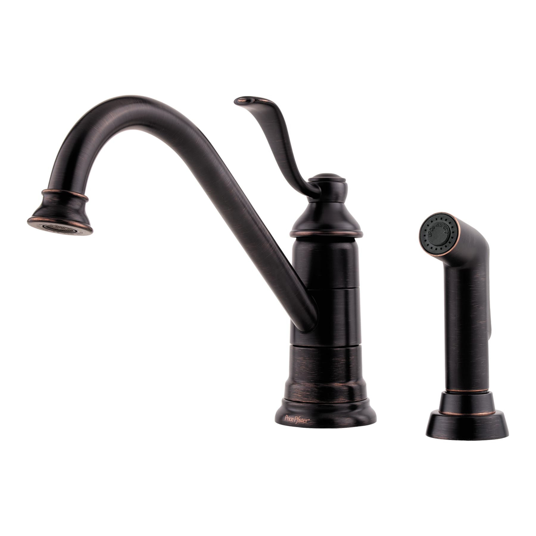Pfister LG34-4PY0 Portland Tuscan Bronze Single Handle Deck-mount Kitchen Faucet with Sprayer (Includes Deck Plate) (Includes Side Sprayer)