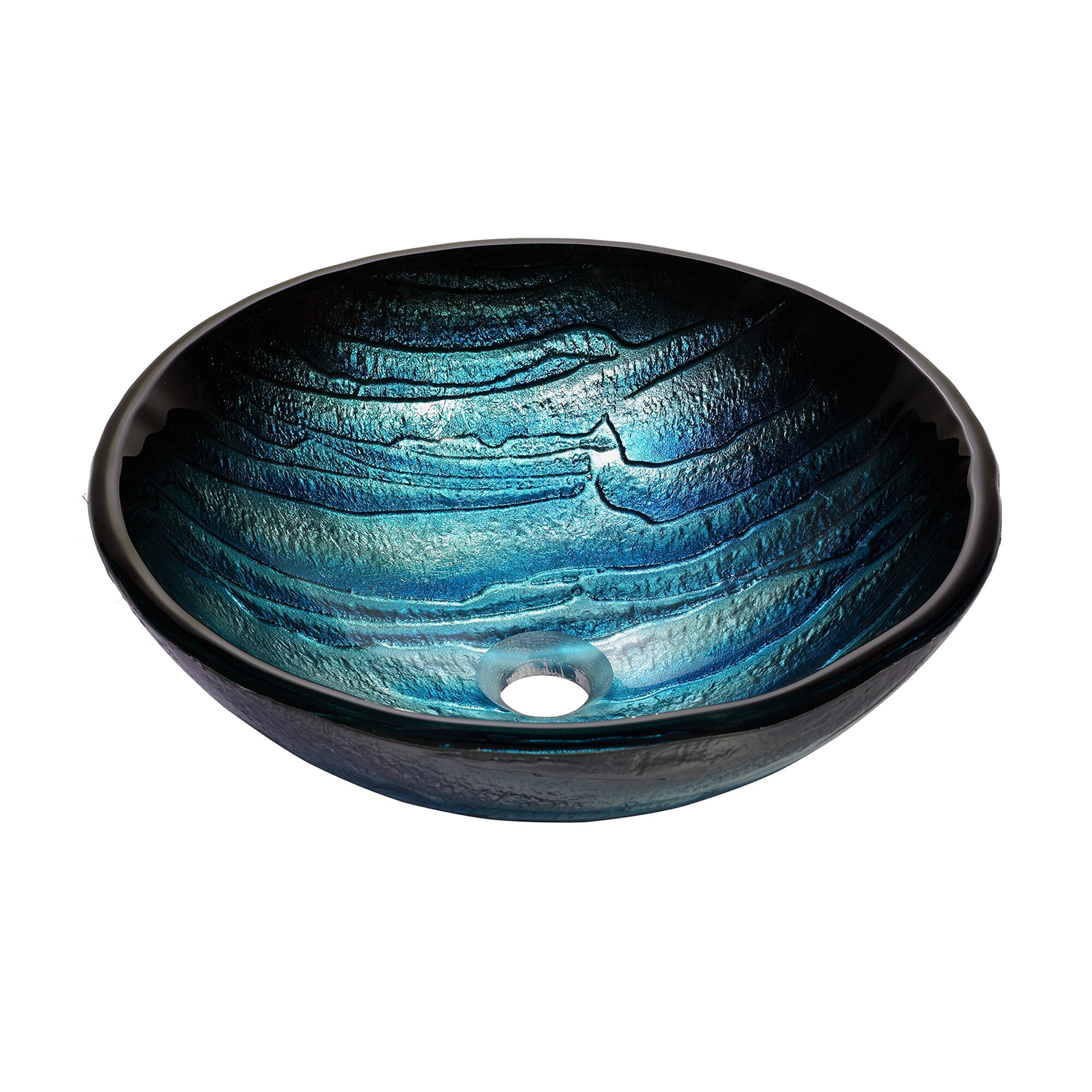 Kraus Nature Multicolor Glass Tempered Glass Vessel Round Modern Bathroom Sink (17-in x 17-in)