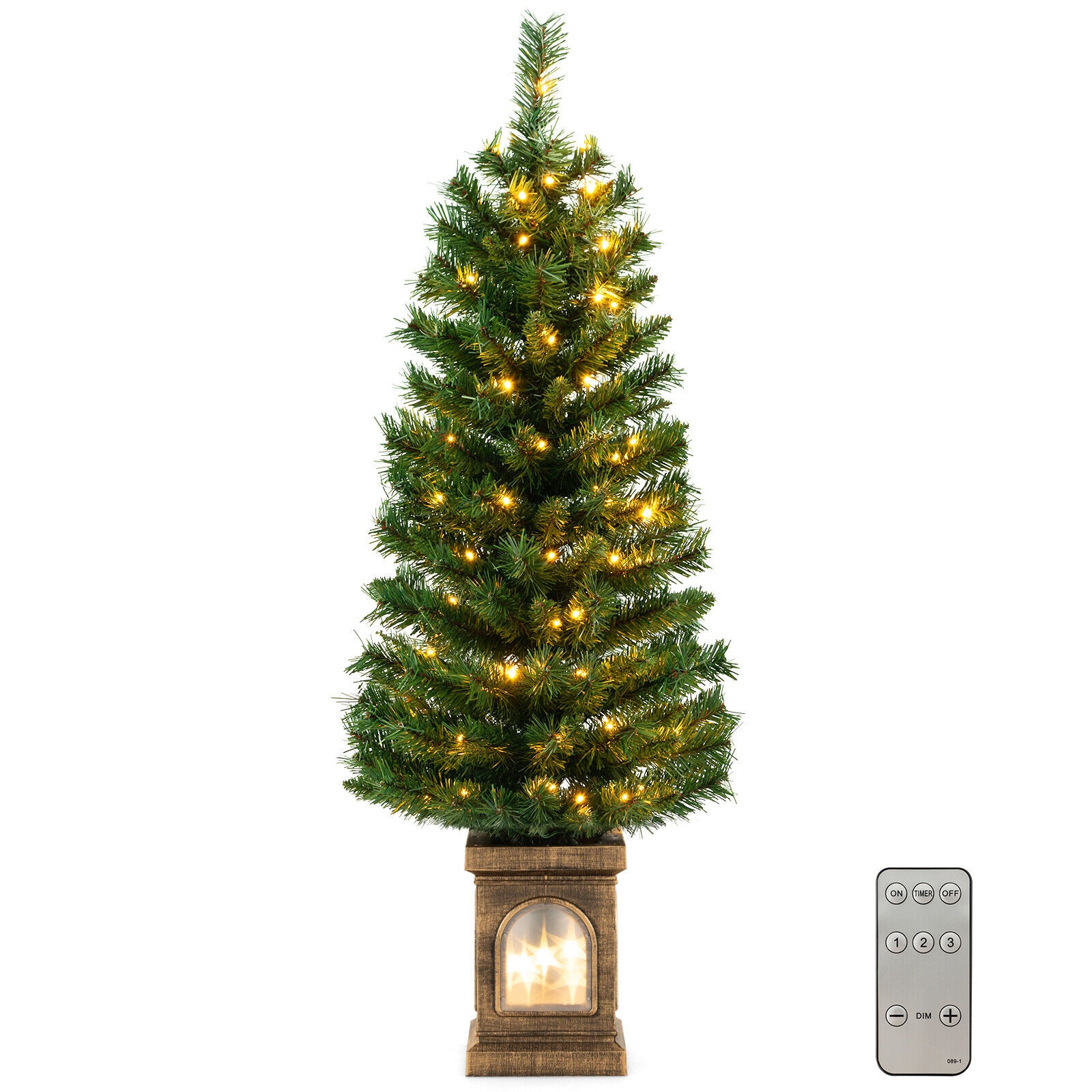 WELLFOR CM-HWY-22795 4-Feet Pre-lit Artificial Christmas Tree with White LED Lights