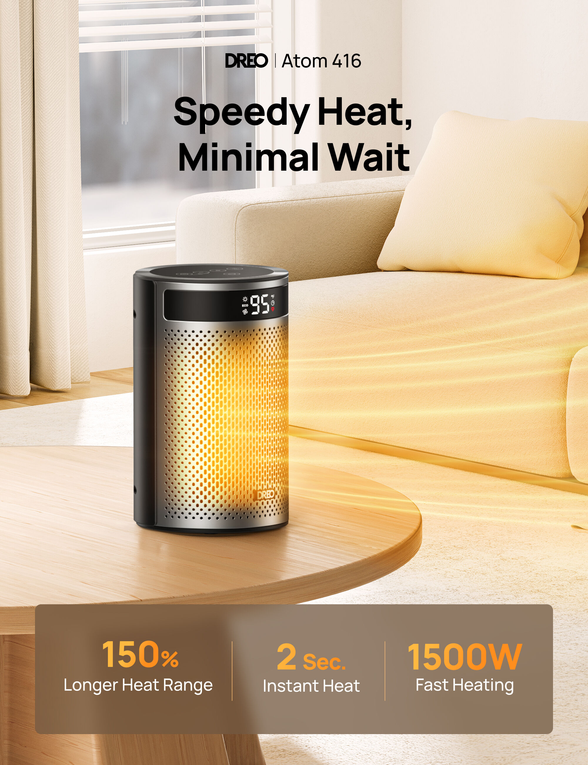 DREO DR-HSH030 BLACK Portable-Electric-Heat - View #2