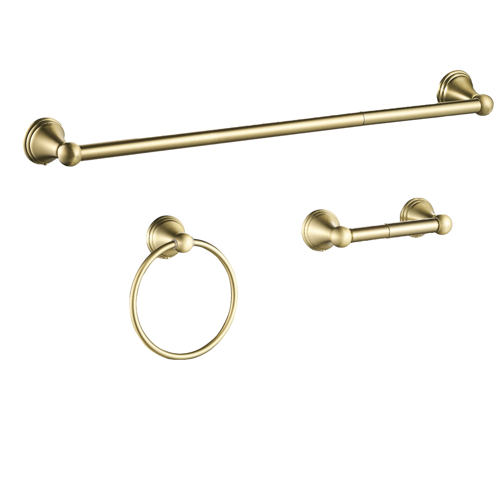 FORIOUS LL19108G3A 3 -Piece Gold Decorative Bathroom Hardware Set Towel Bar, Toilet Paper Holder, Towel Ring Included