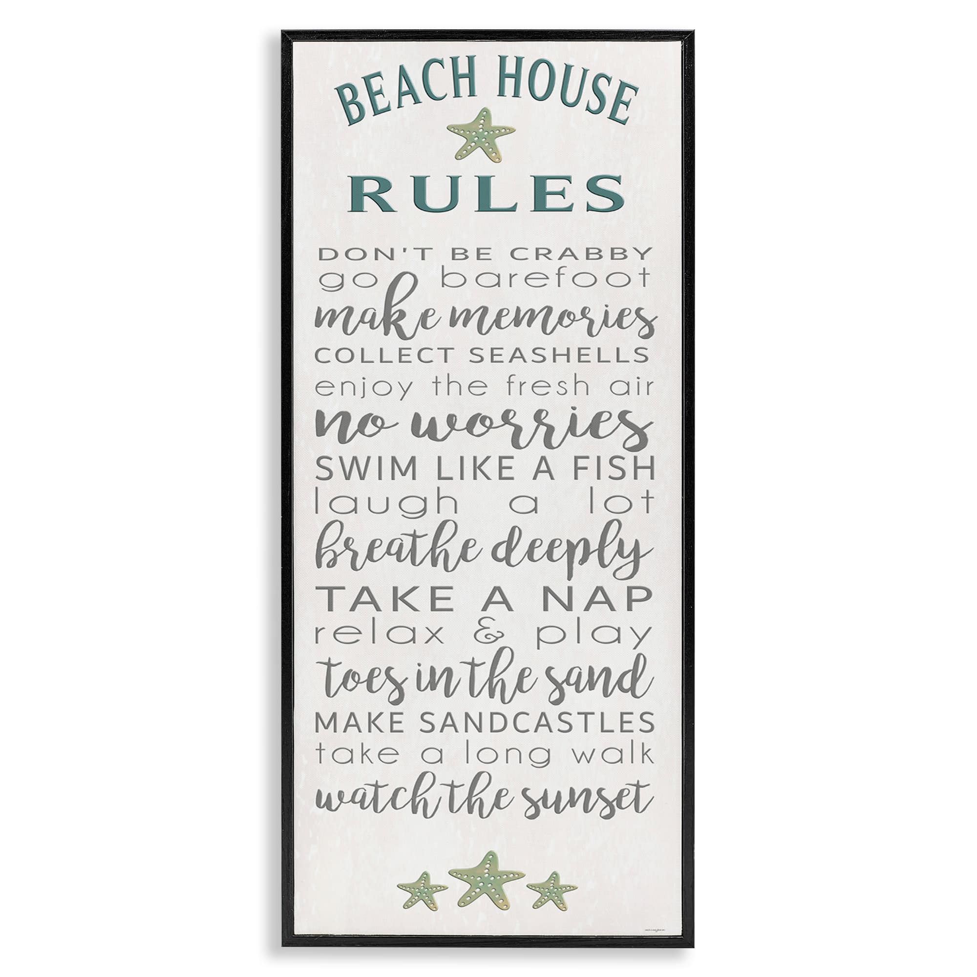 Stupell Industries BT-561-FR-13X30 Fun Recreations Beach Rules Framed Giclee design by Seven Trees Design