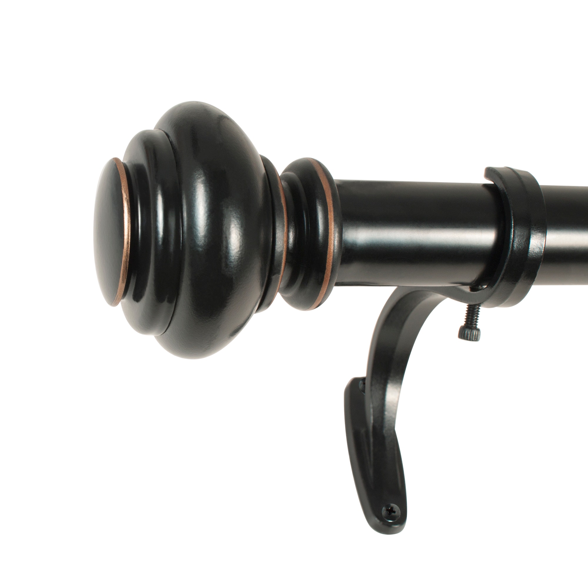 Antique Bronze Adjustable Curtain Rod with Finials, 18-36 Inches
