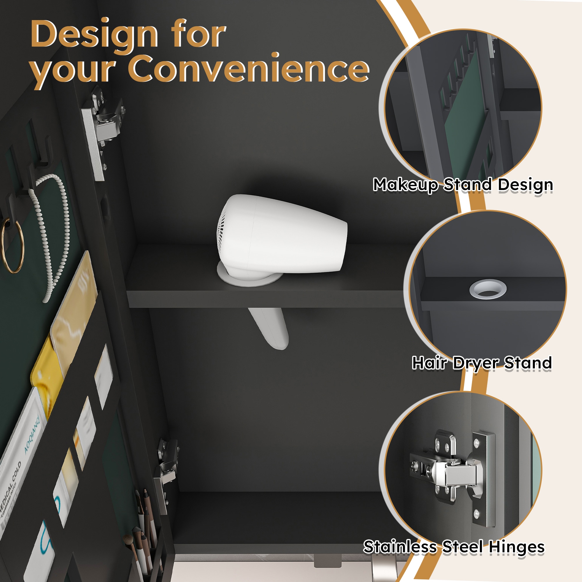 Forclover HBM-3528M Bathroom-Medicine-Cabinets - View #9