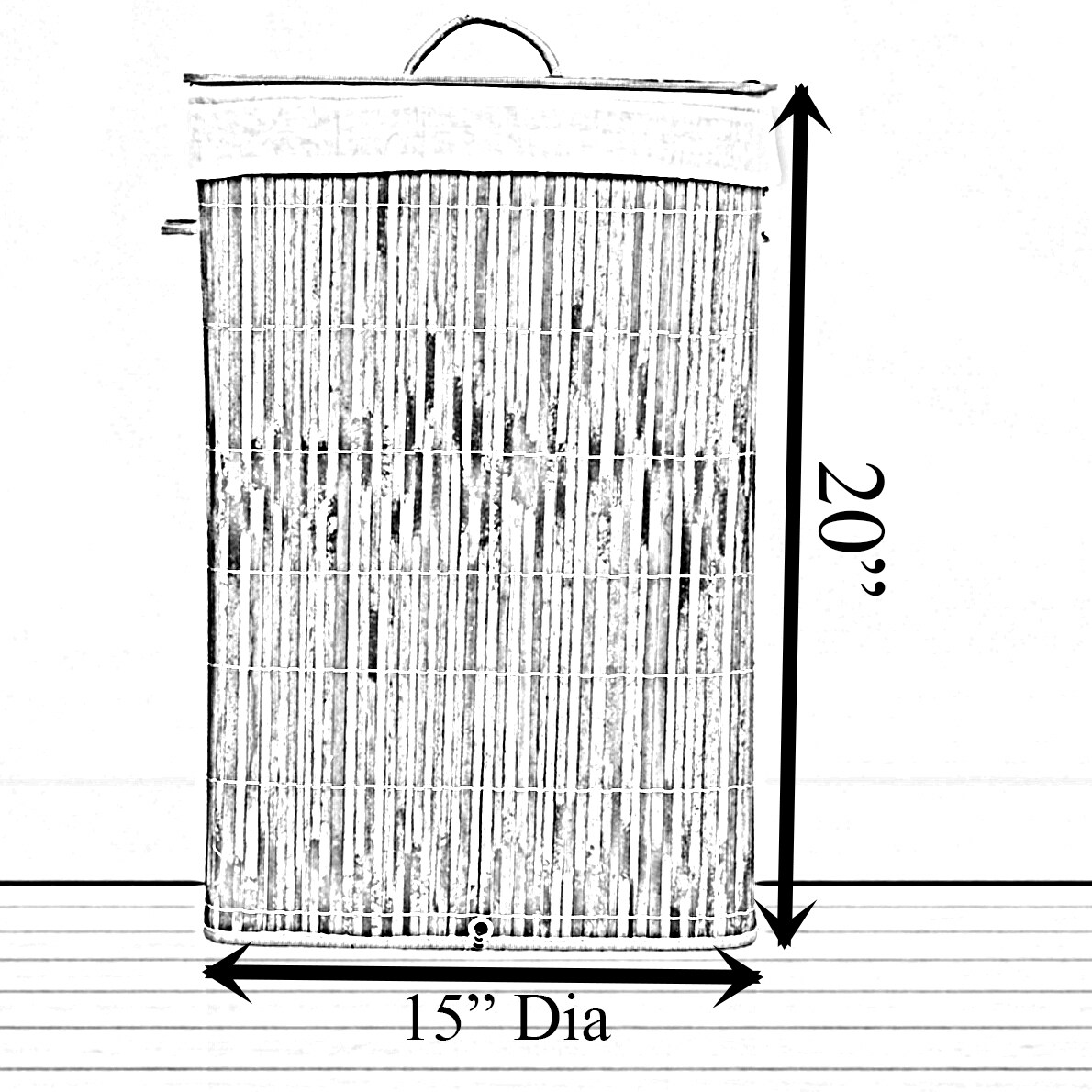 Round Bamboo Collapsible Laundry Hamper with Lid and Handles