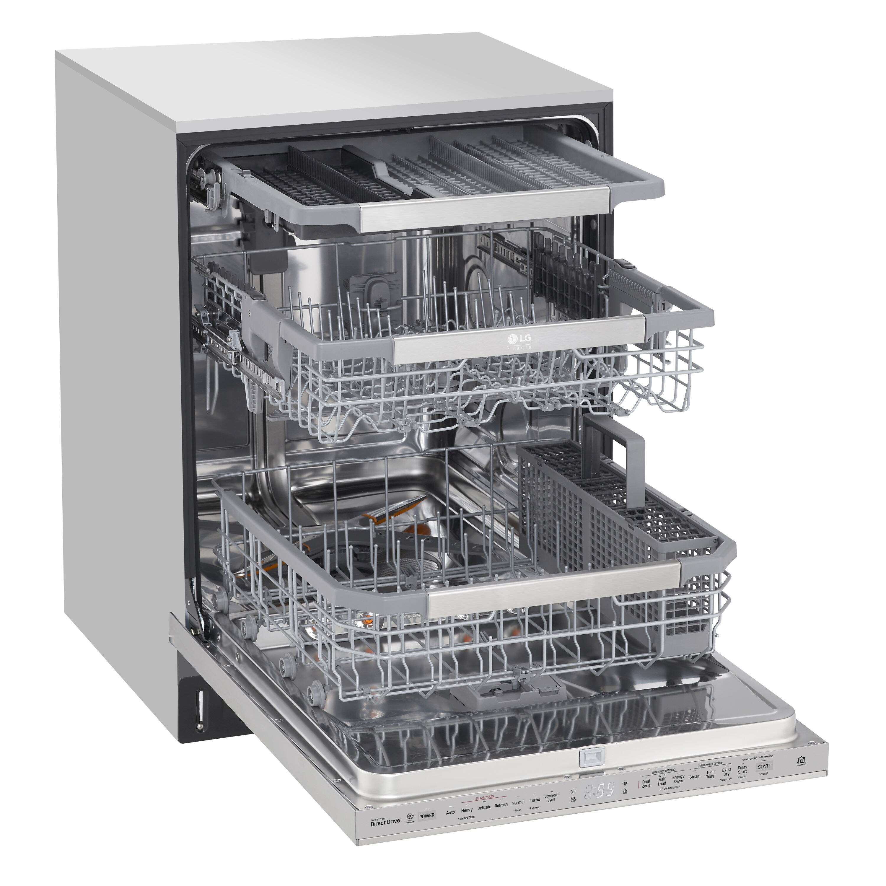 LG STUDIO 24 Top Control Built-In Dishwasher with TrueSteam, Light, 3rd  Rack, 40dBA Stainless Steel LSDT9908SS - Best Buy