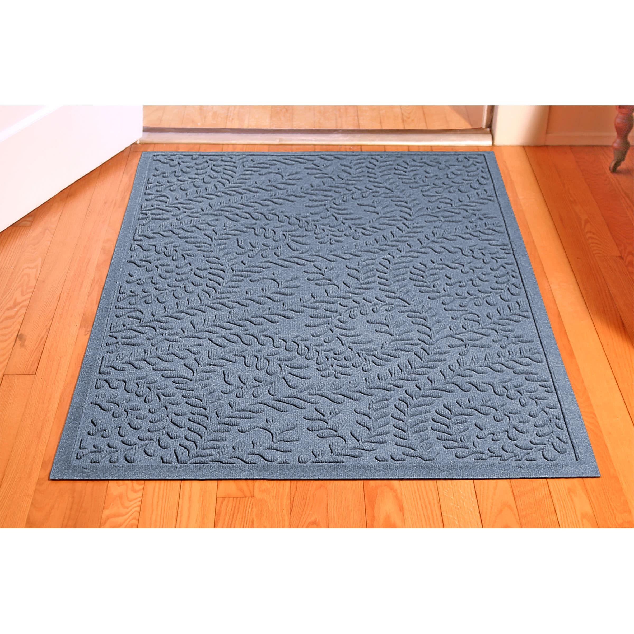 WaterHog 3-ft x 5-ft Bluestone Polyester Rectangular Indoor or Outdoor ...