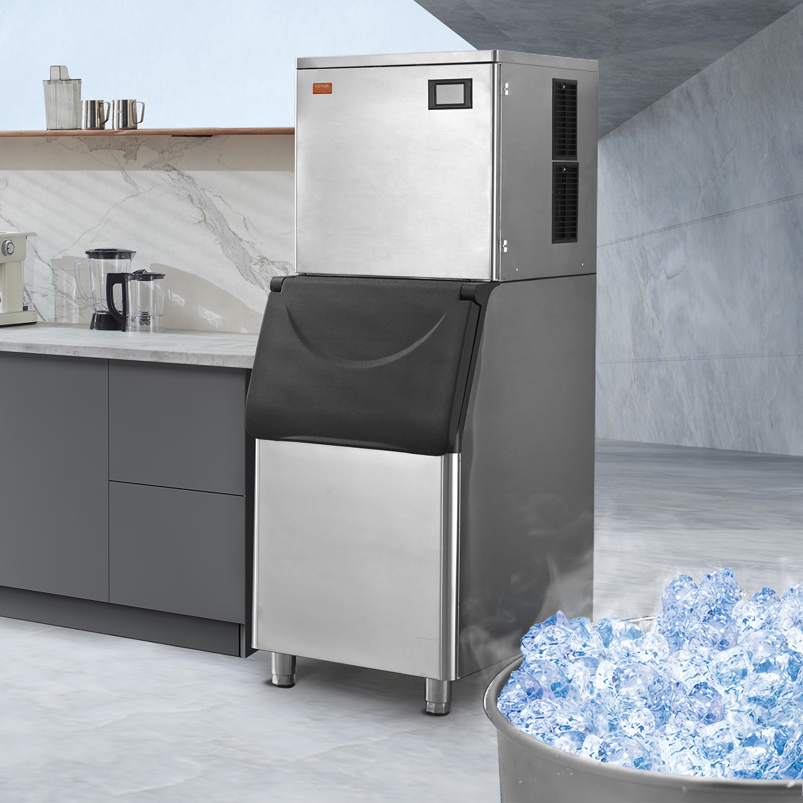  Ice Maker for Freezer Built-in Stainless Steel Freestanding Ice  Maker 33lbs Storage Under Counter/Commercial Automatic Ice Machine for  Restaurant Bar Cafe (40 Kg) : Industrial & Scientific