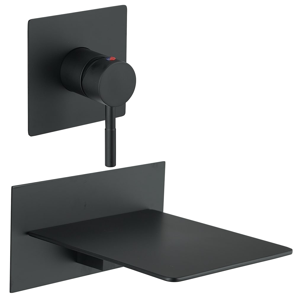 BWE B-93008-BLACK Abyssal Hush Matte Black 1-handle Wall-mount Waterfall Bathtub Faucet ( Valve Included )