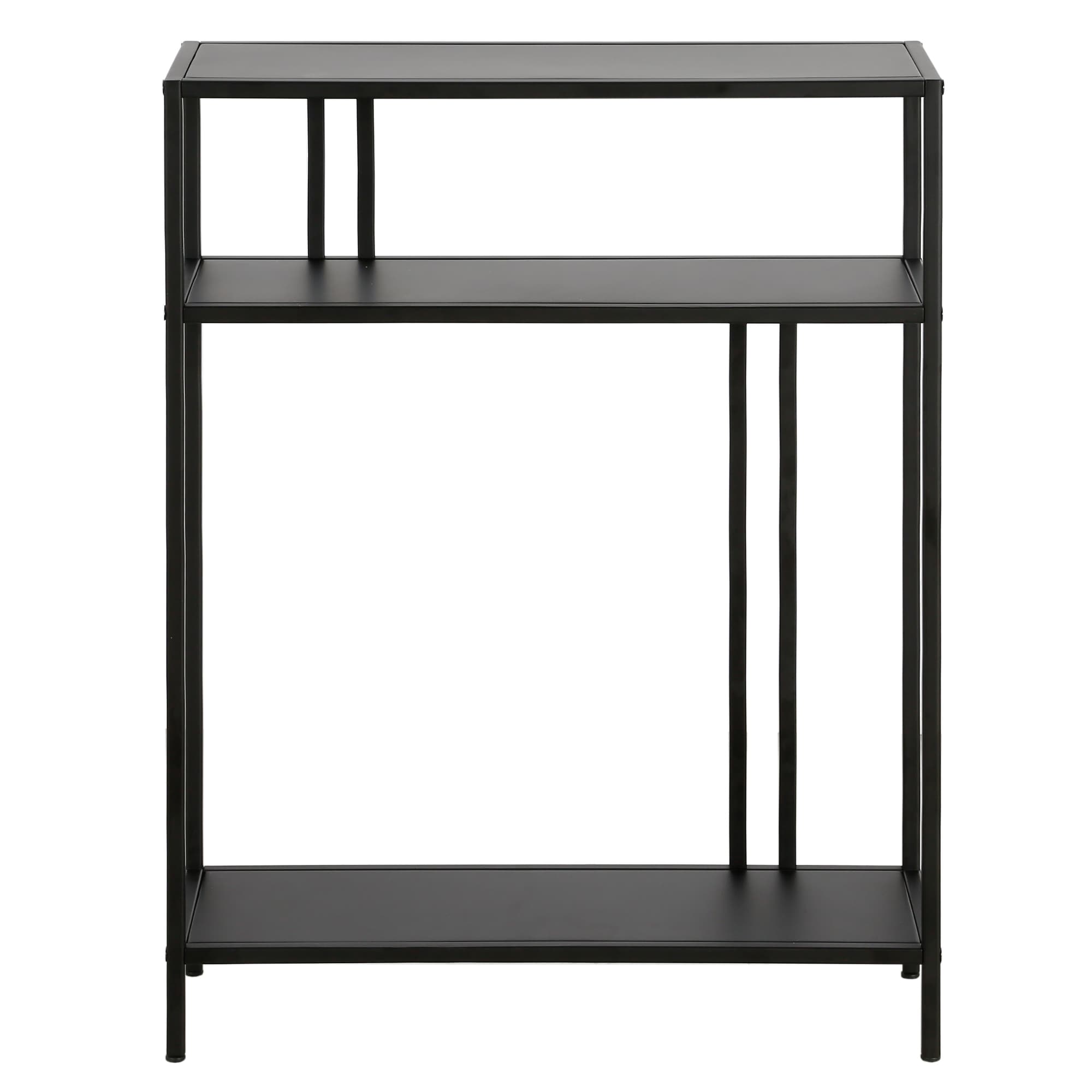 Blackened Bronze Metal and Glass Hallway Console Table