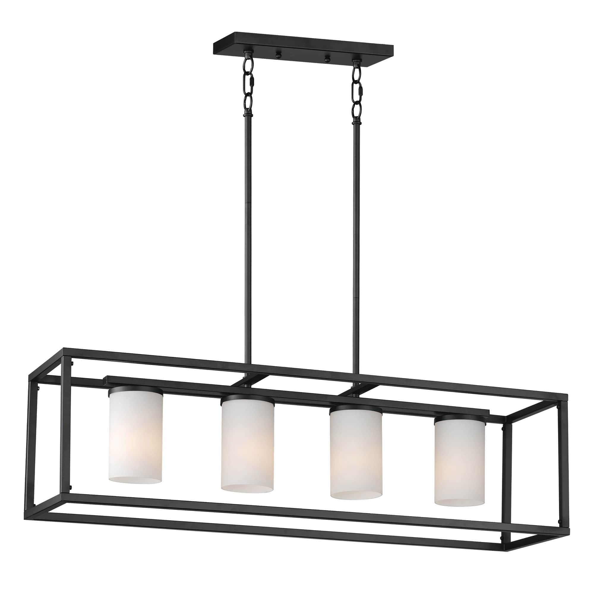 Maxim Lighting A-MX-10288SWBK Lateral 4 - Light Black Transitional Incandescent Glass And Steel Pendant Light